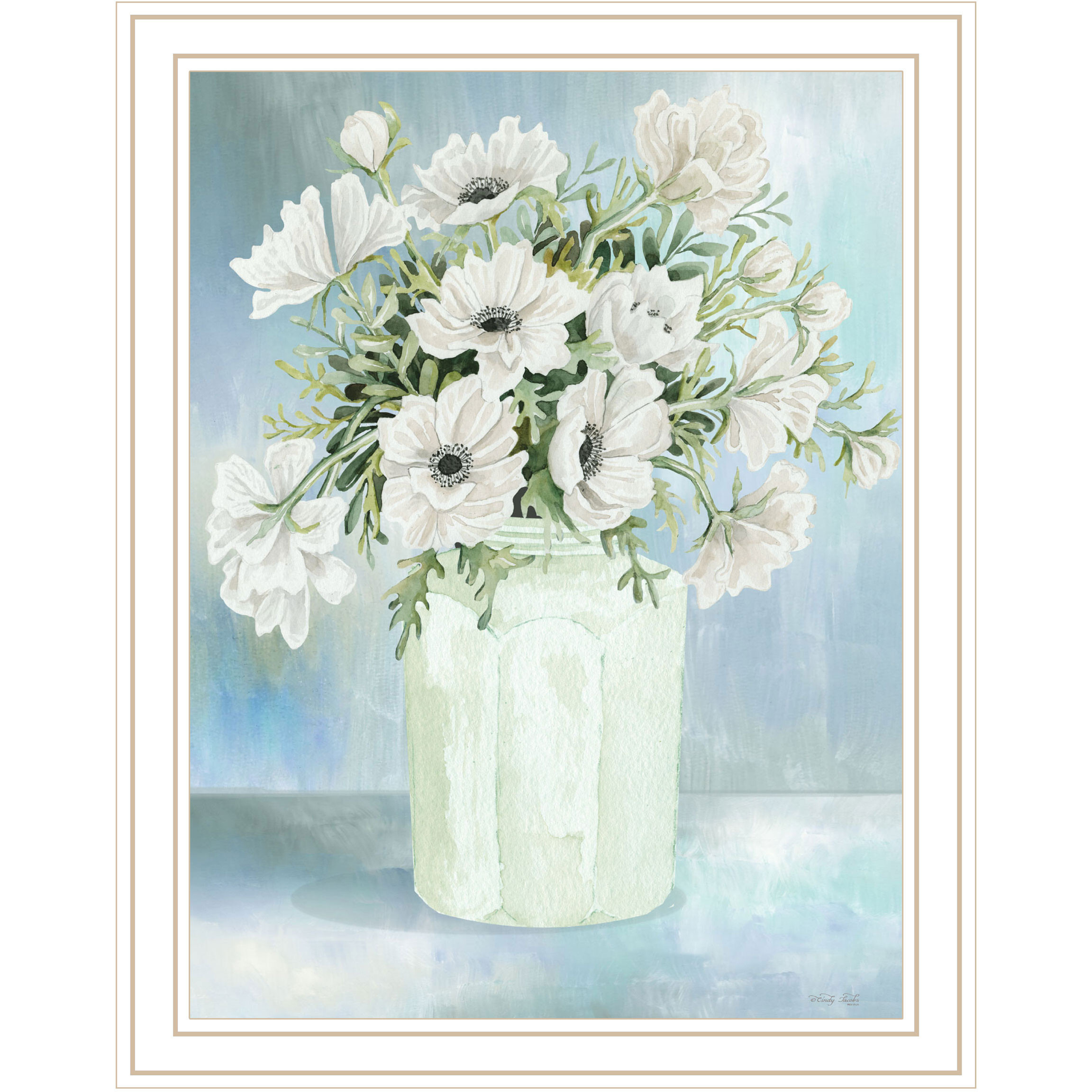 White BLOOMS White Framed Print Wall Art