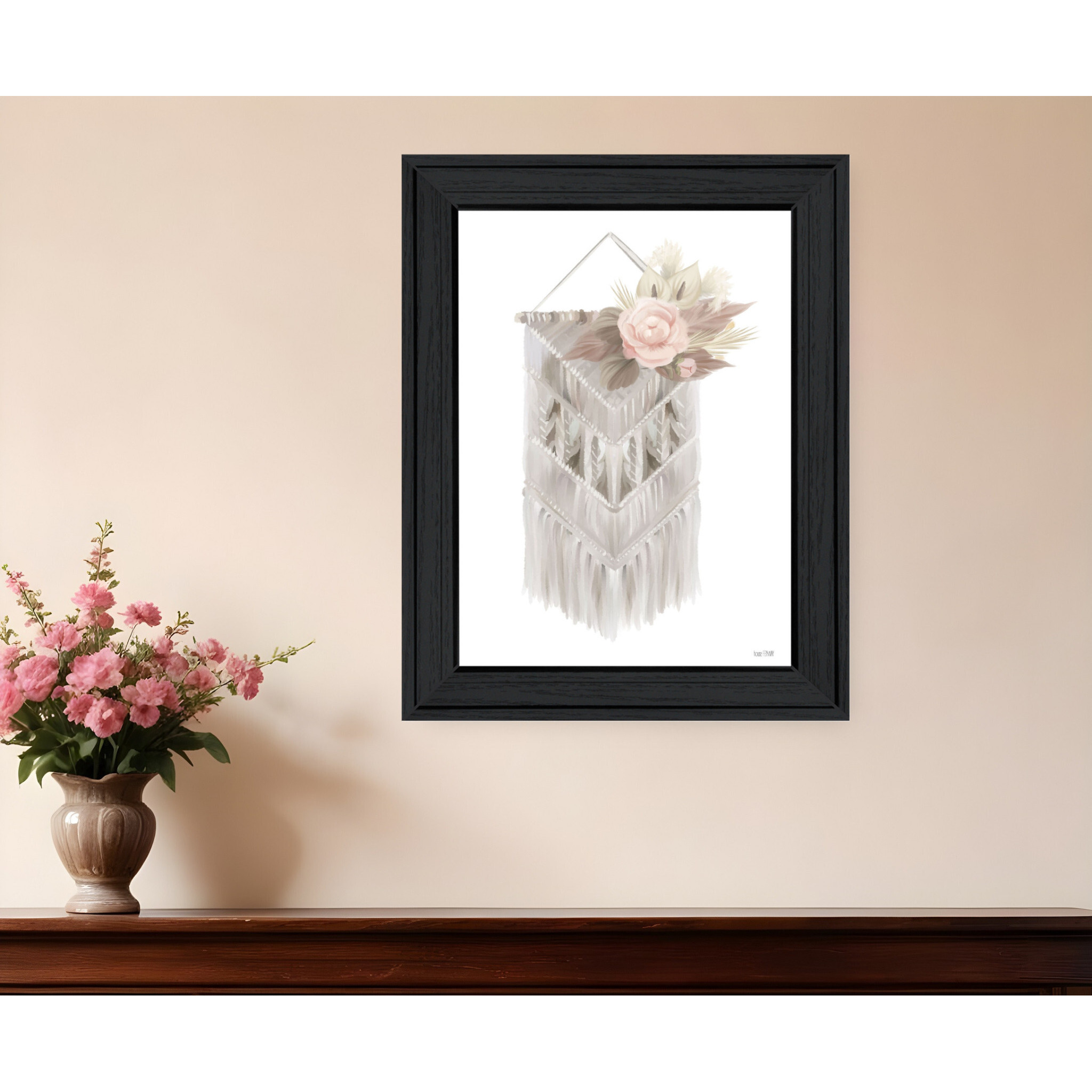BOHEMIAN MACRAME Black Framed Print Wall Art