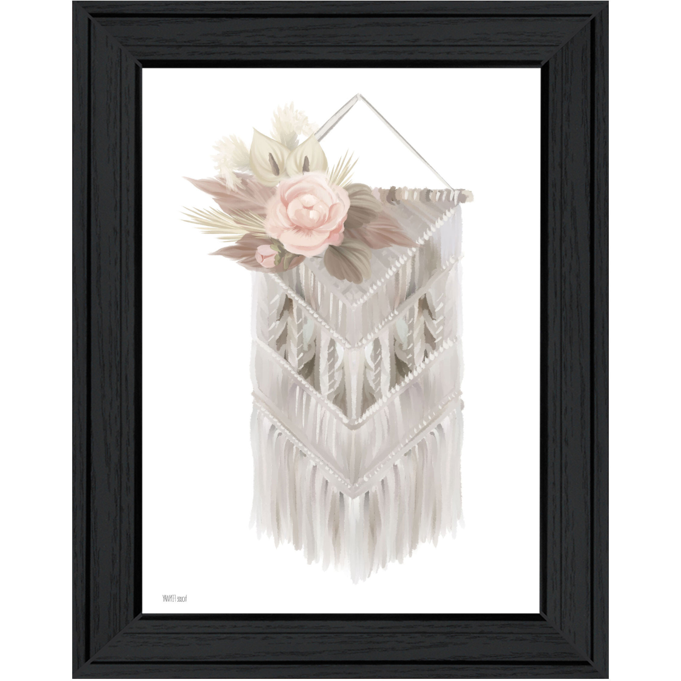 BOHEMIAN MACRAME Black Framed Print Wall Art