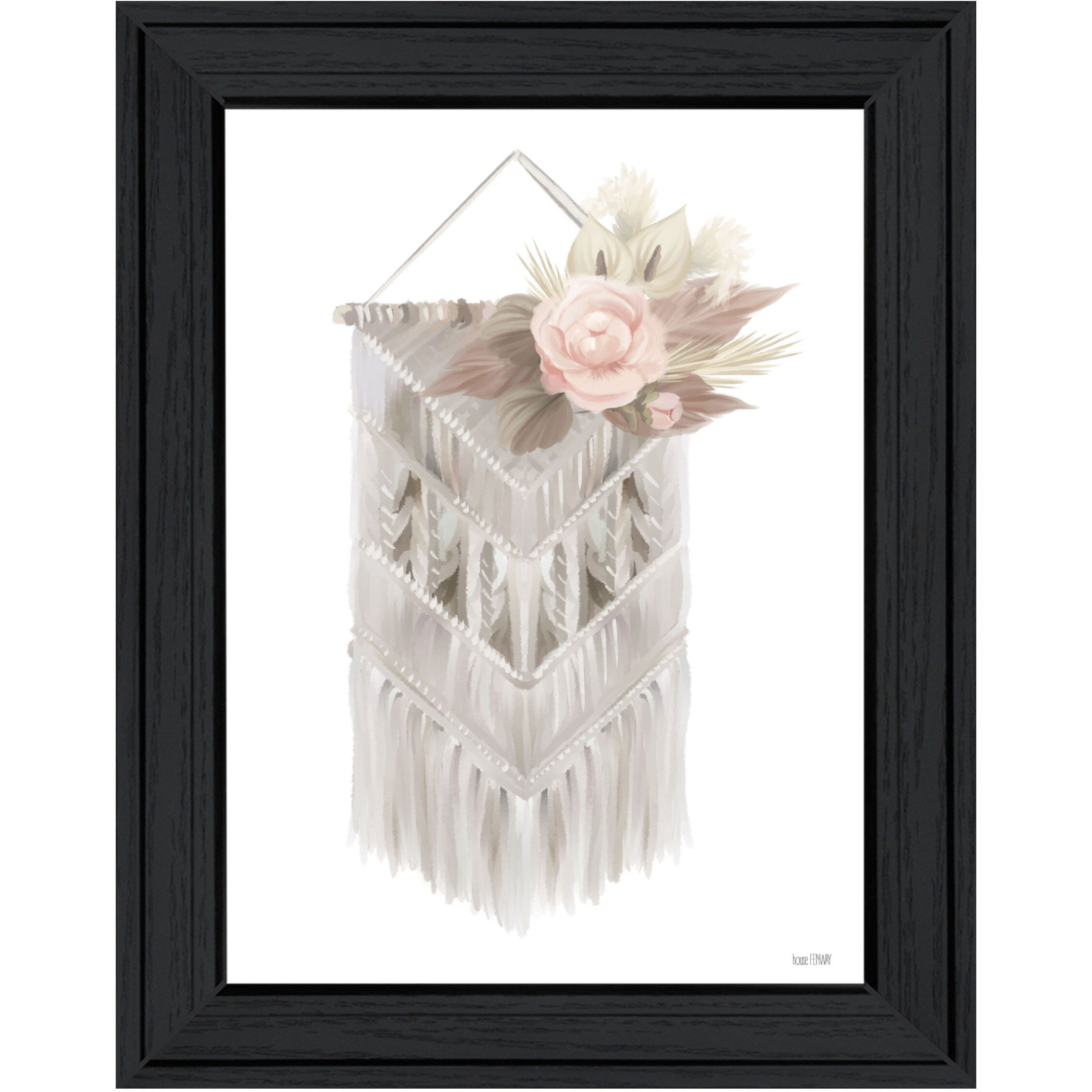 BOHEMIAN MACRAME Black Framed Print Wall Art