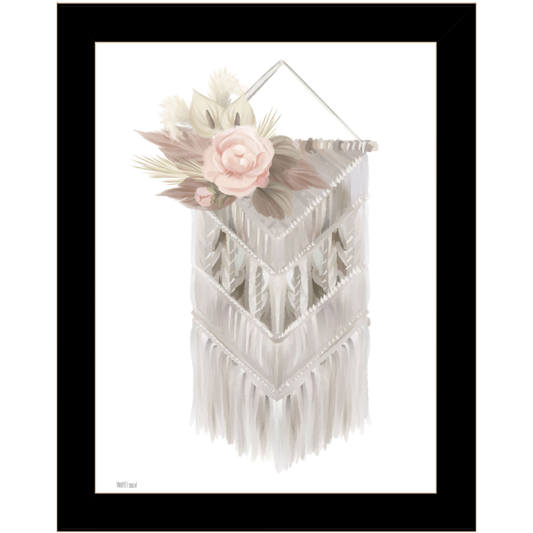 BOHEMIAN MACRAME Black Framed Print Wall Art