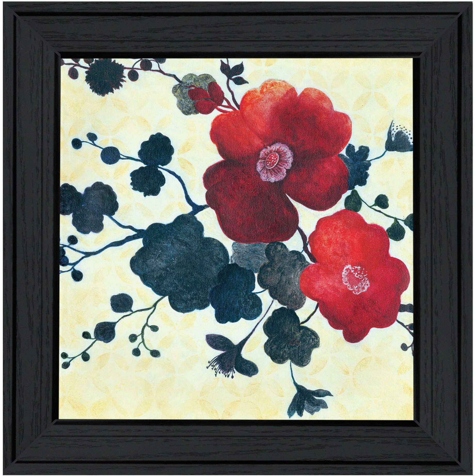 Japanese Blossoms Black Framed Print Wall Art