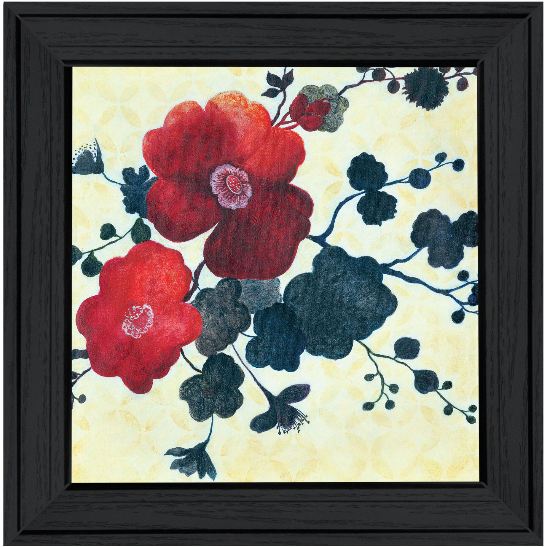 Japanese Blossoms Black Framed Print Wall Art