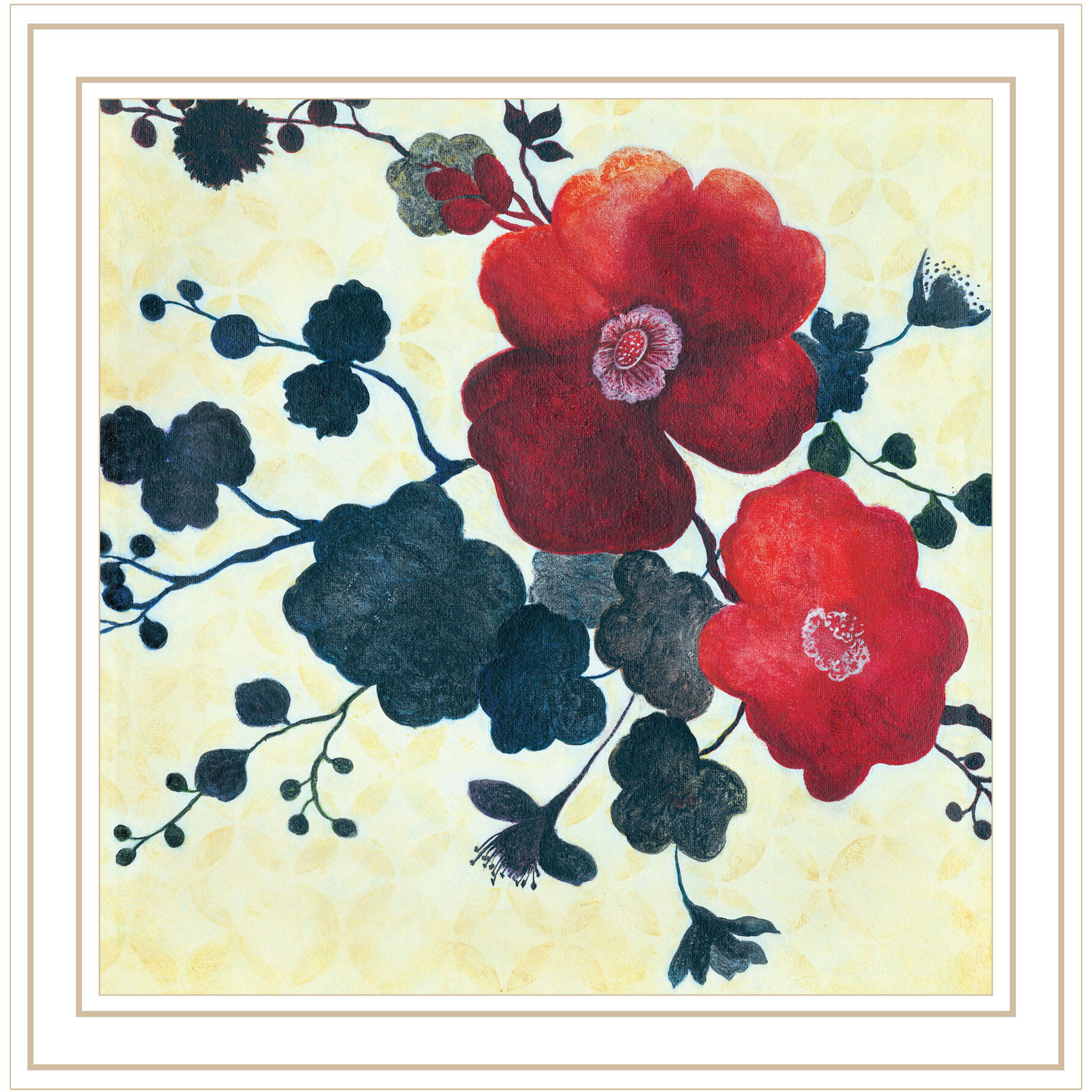 Japanese Blossoms White Framed Print Wall Art