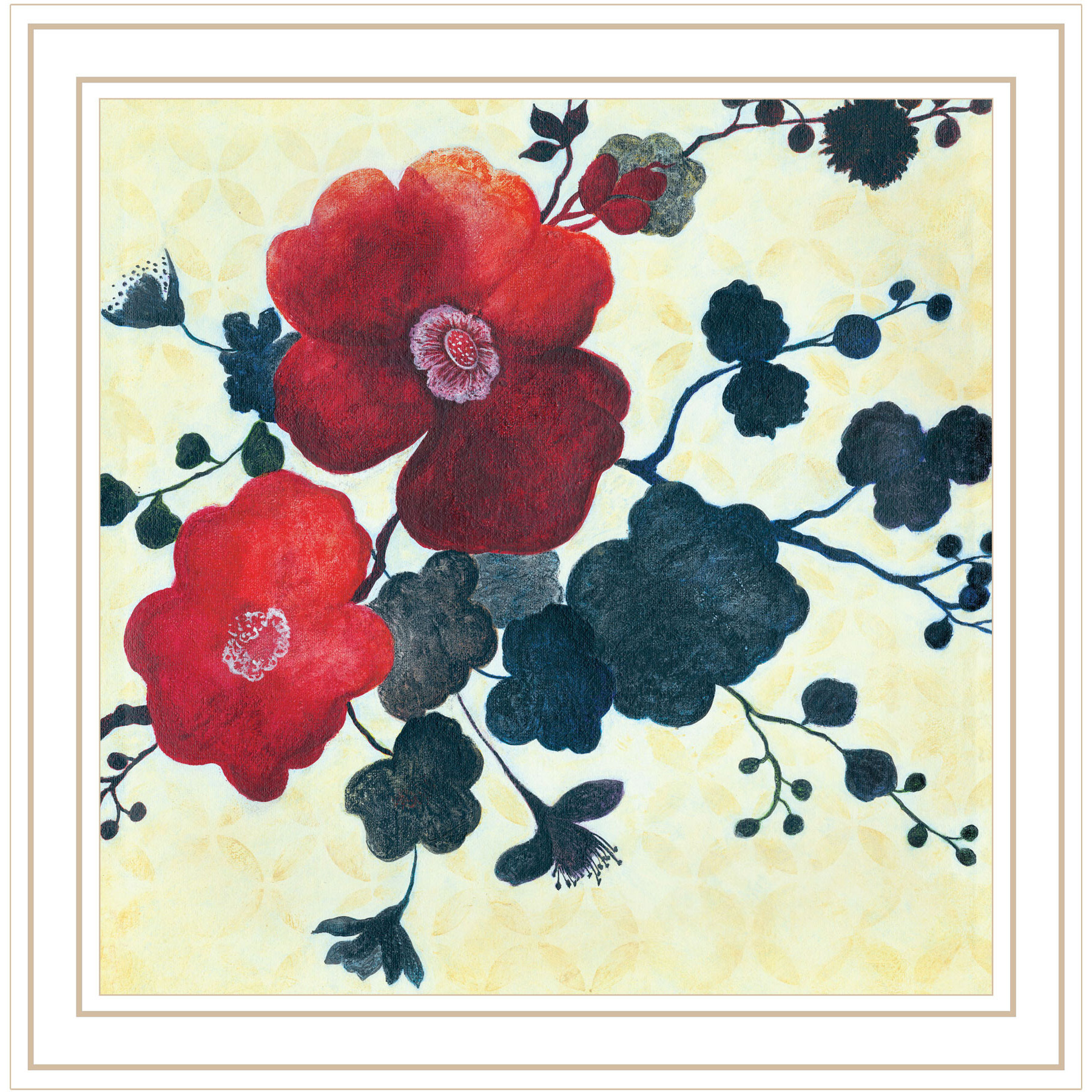 Japanese Blossoms White Framed Print Wall Art