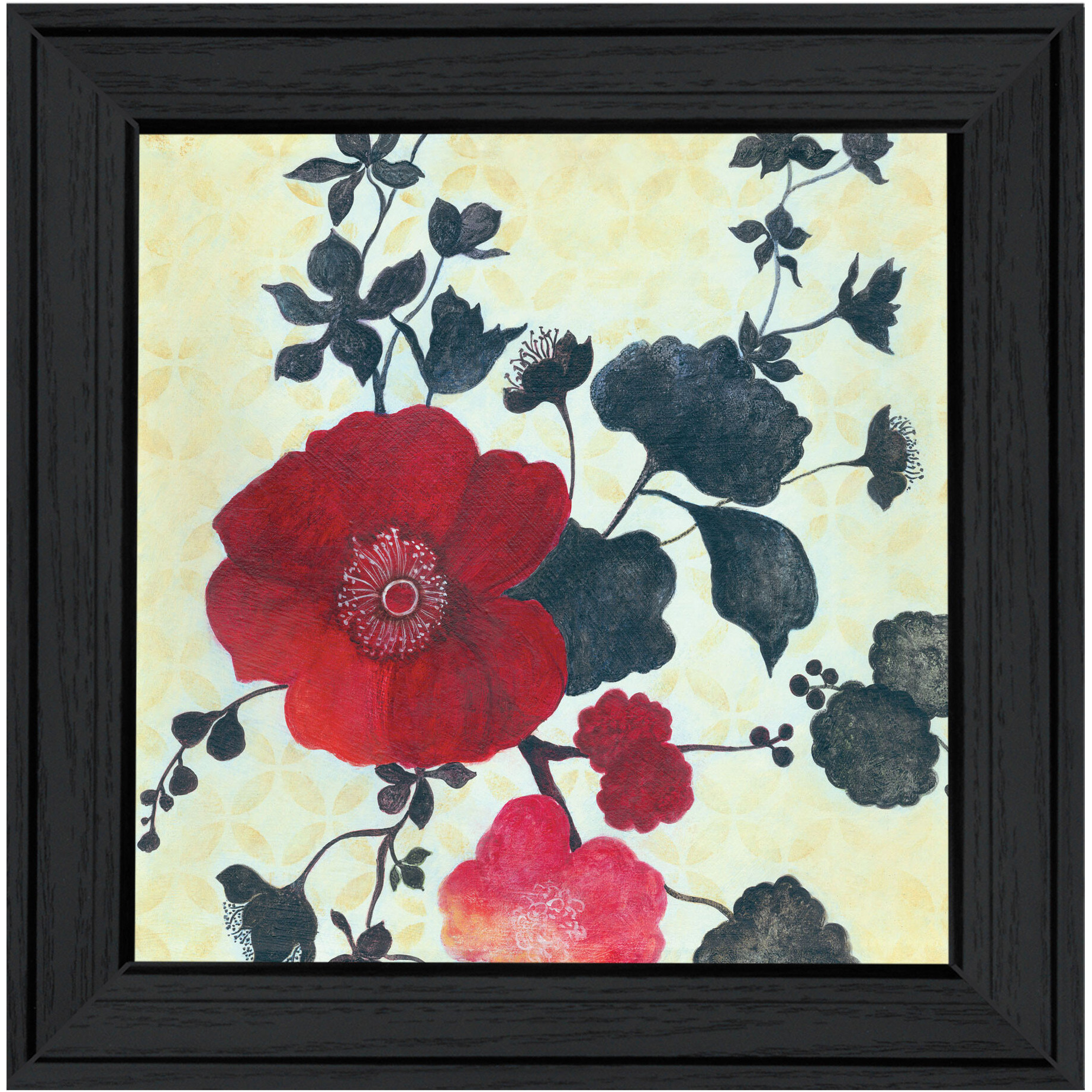 Japanese Blossoms Black Framed Print Wall Art