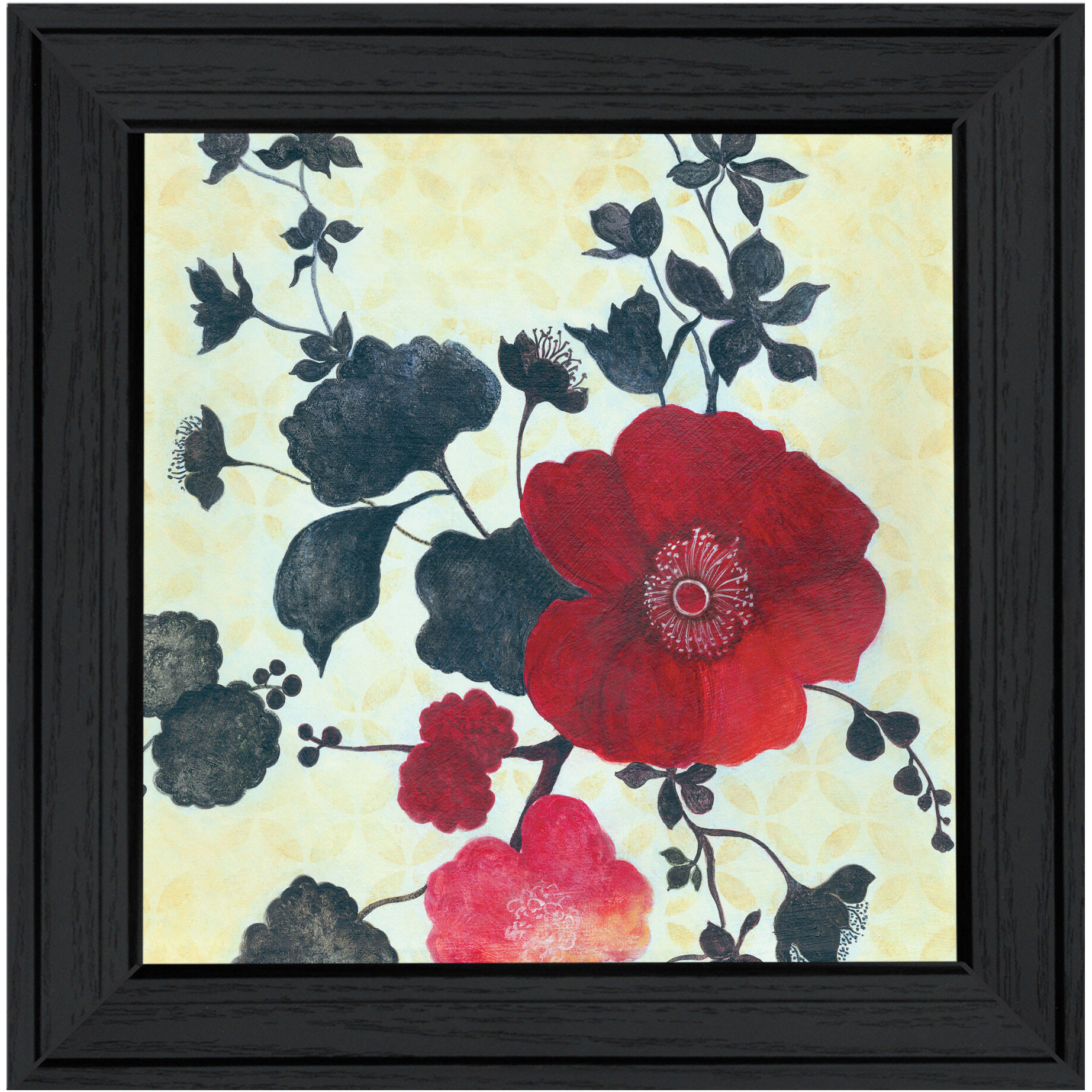 Japanese Blossoms Black Framed Print Wall Art