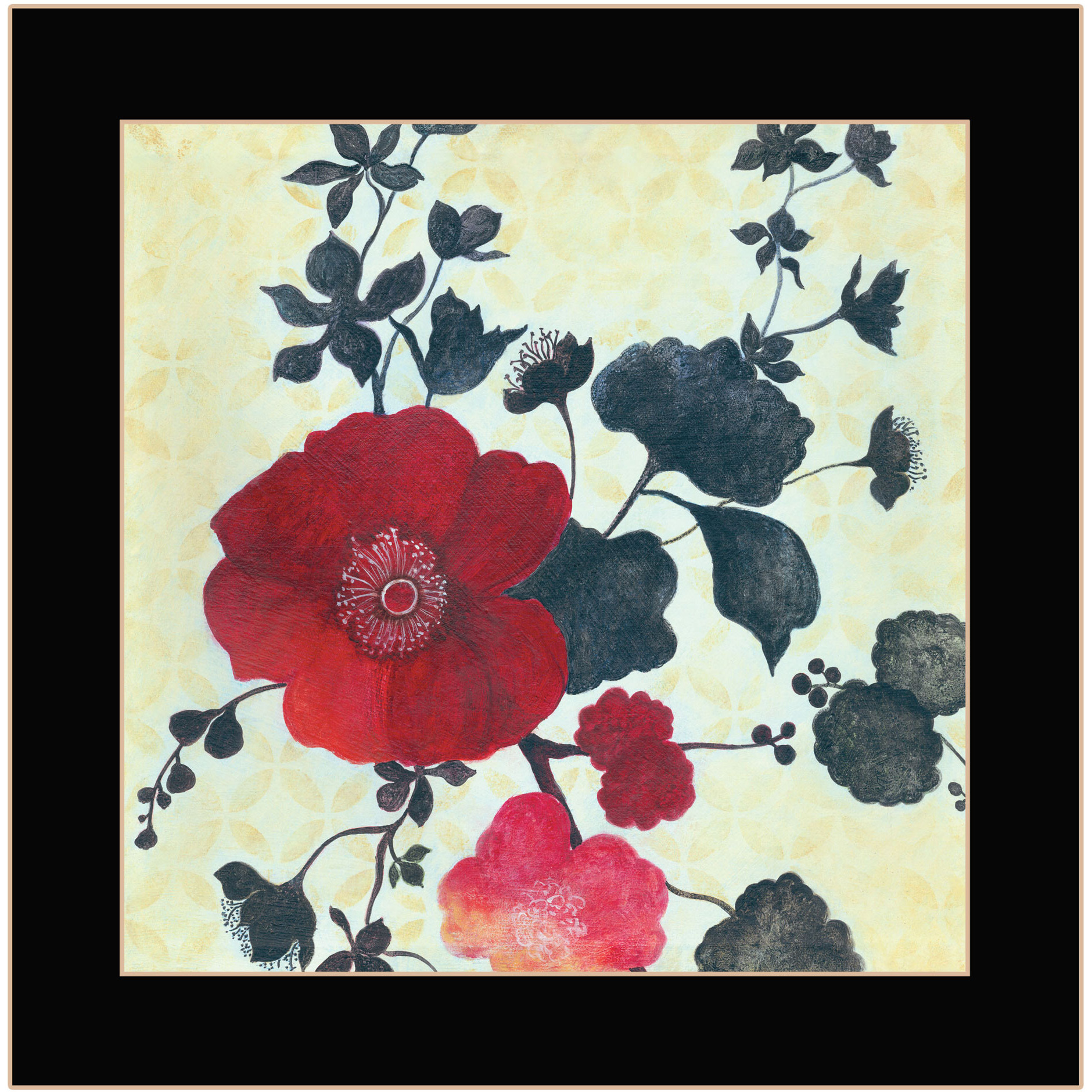 Japanese Blossoms Black Framed Print Wall Art