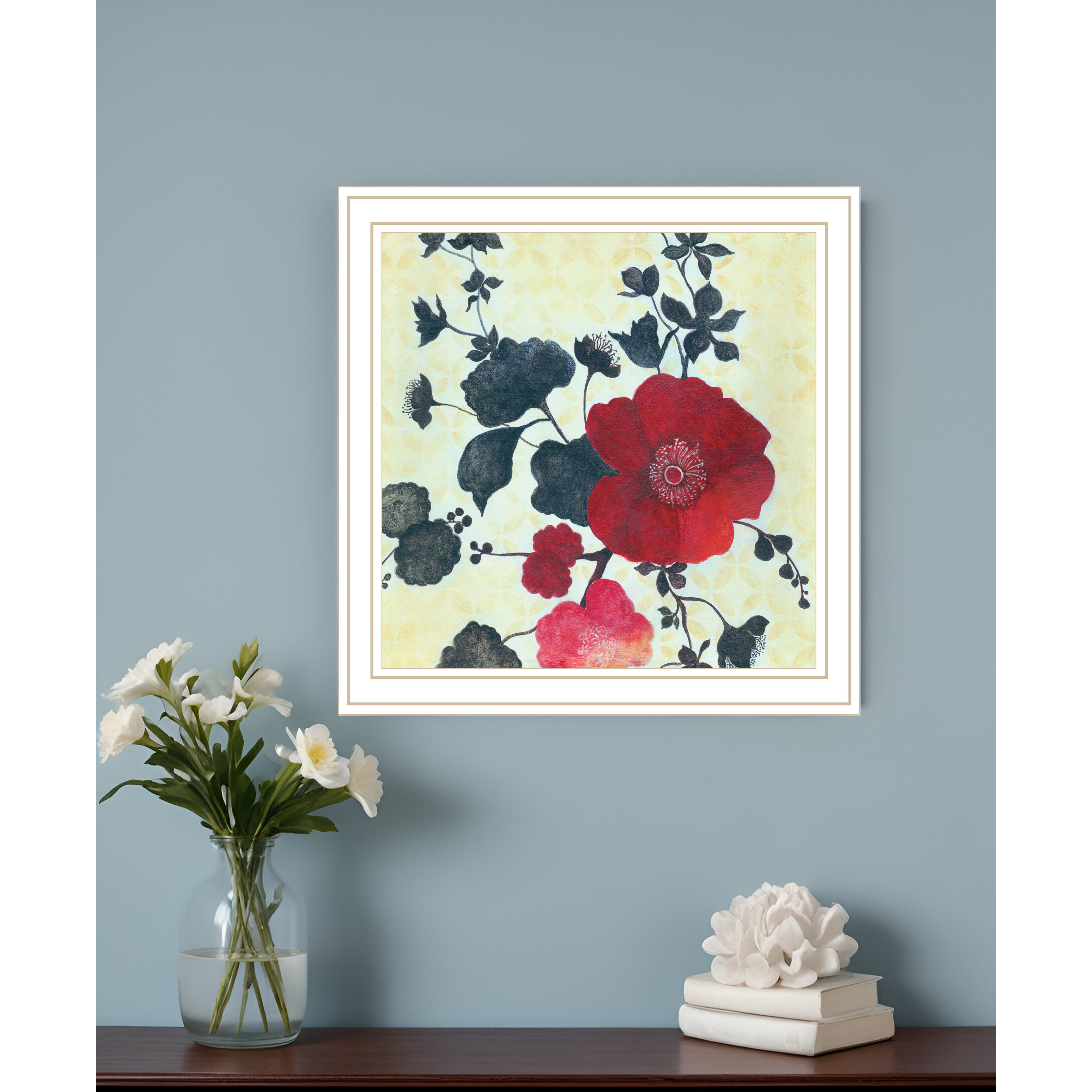 Japanese Blossoms White Framed Print Wall Art