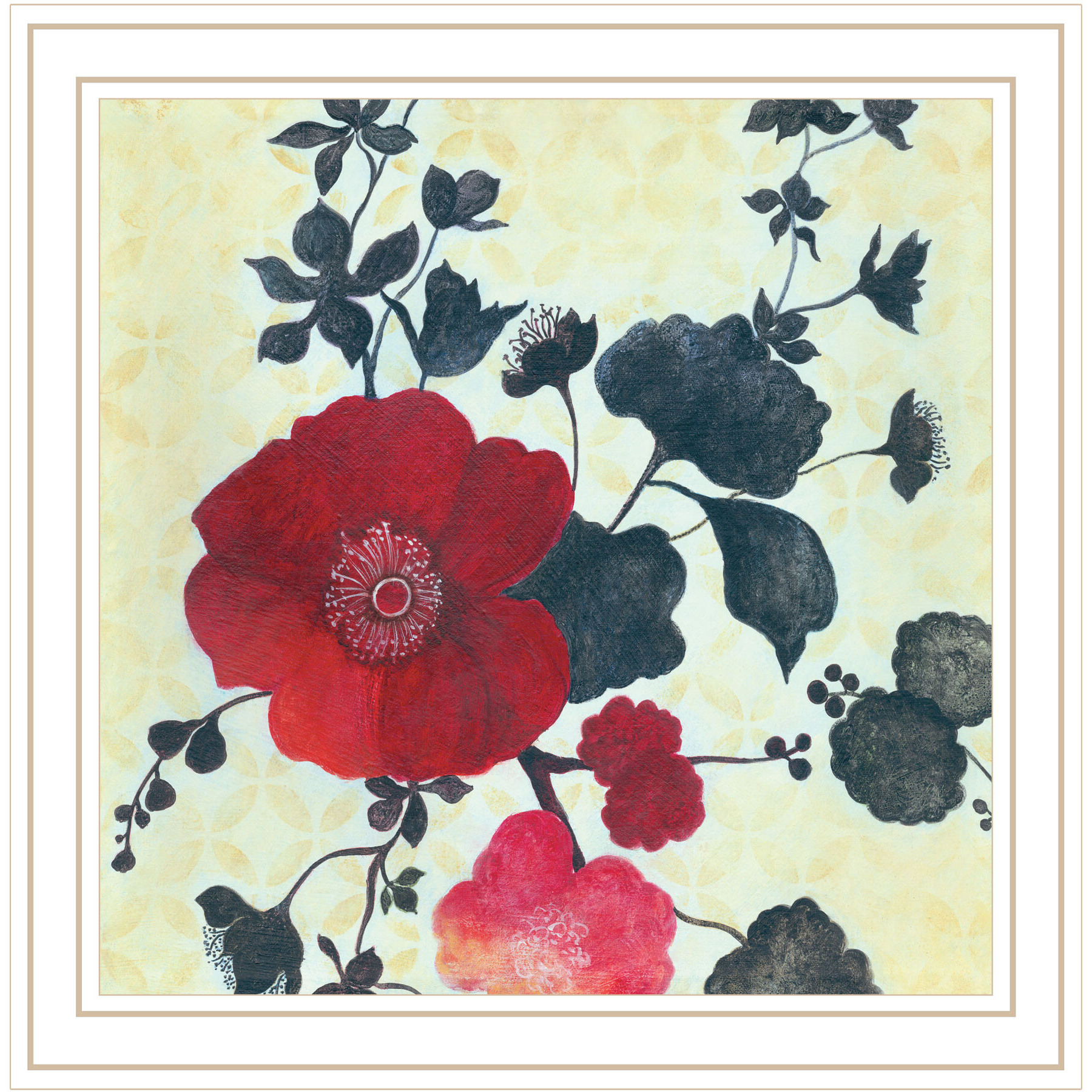 Japanese Blossoms White Framed Print Wall Art