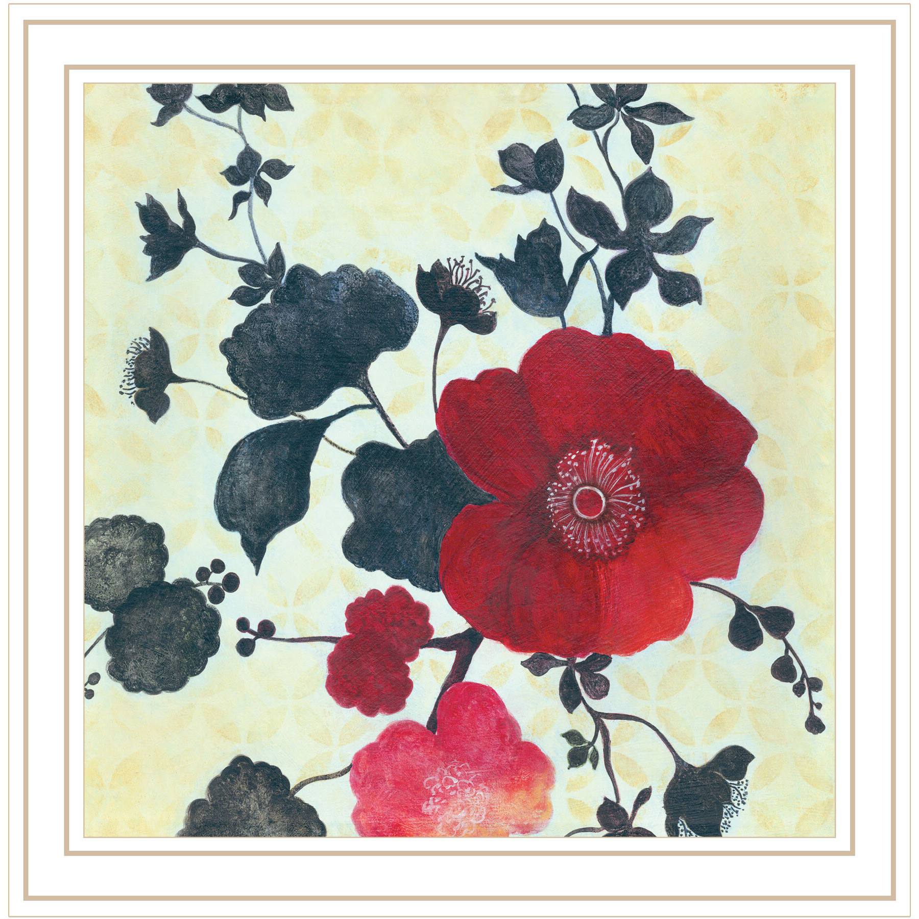 Japanese Blossoms White Framed Print Wall Art