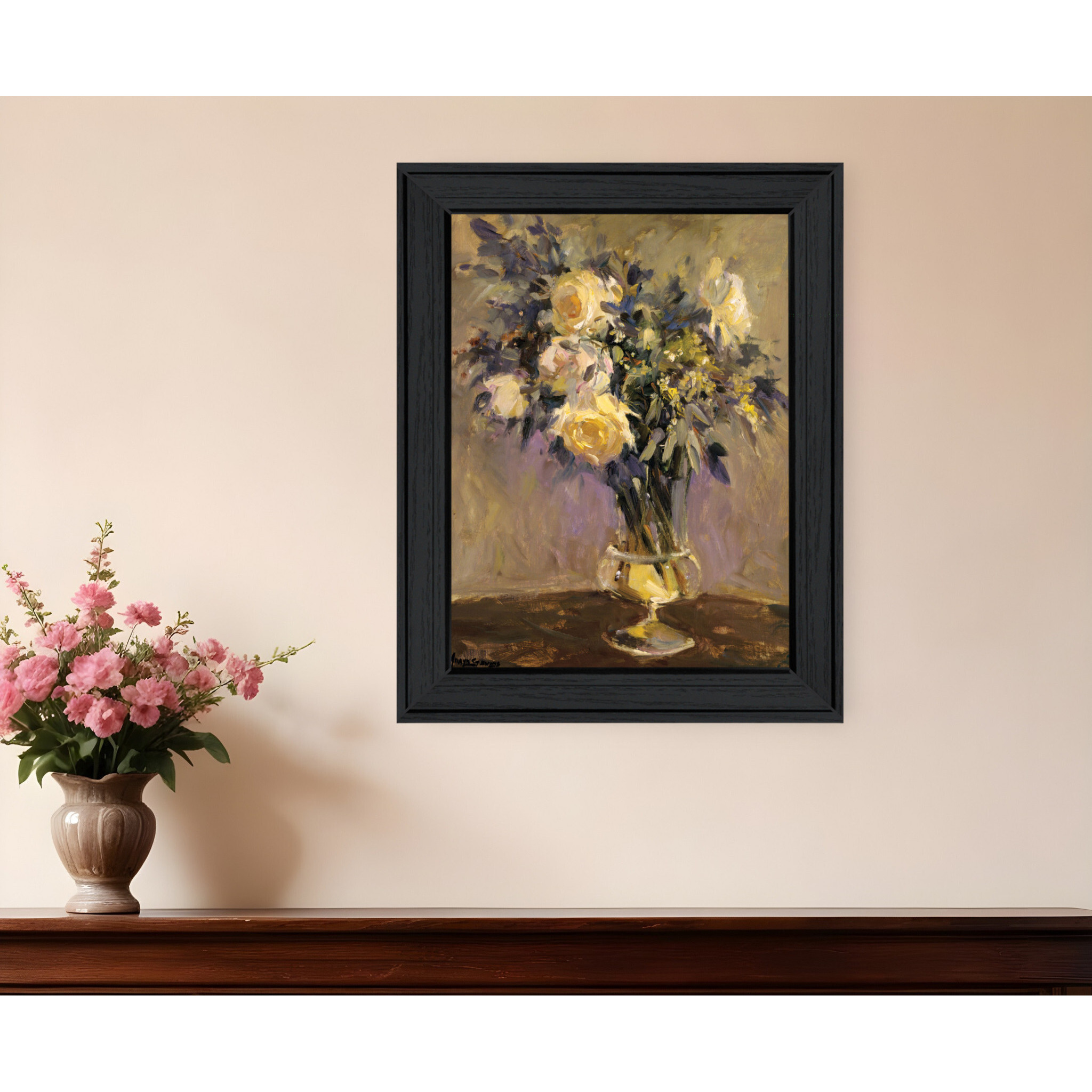 Evening Vase Black Framed Print Wall Art