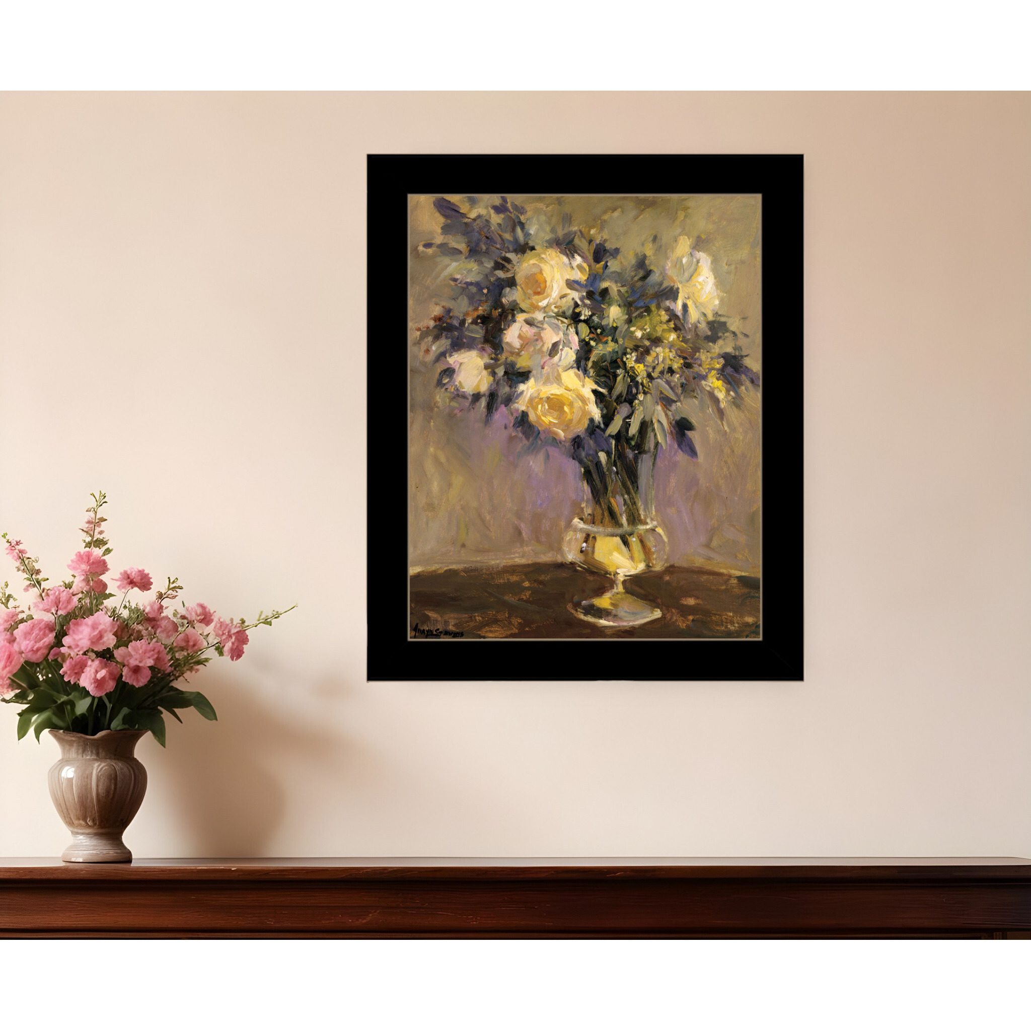 Evening Vase Black Framed Print Wall Art