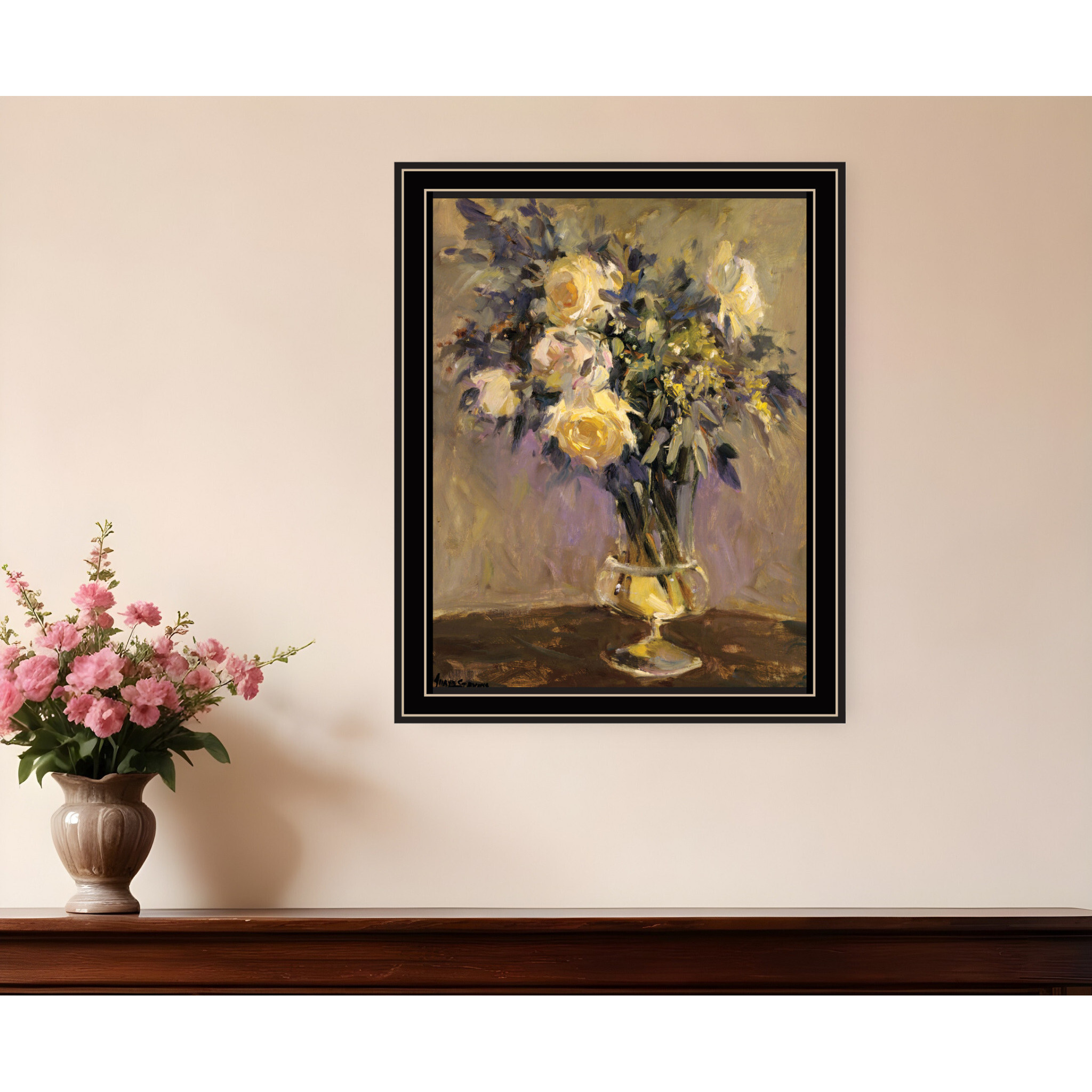 Evening Vase Black Framed Print Wall Art