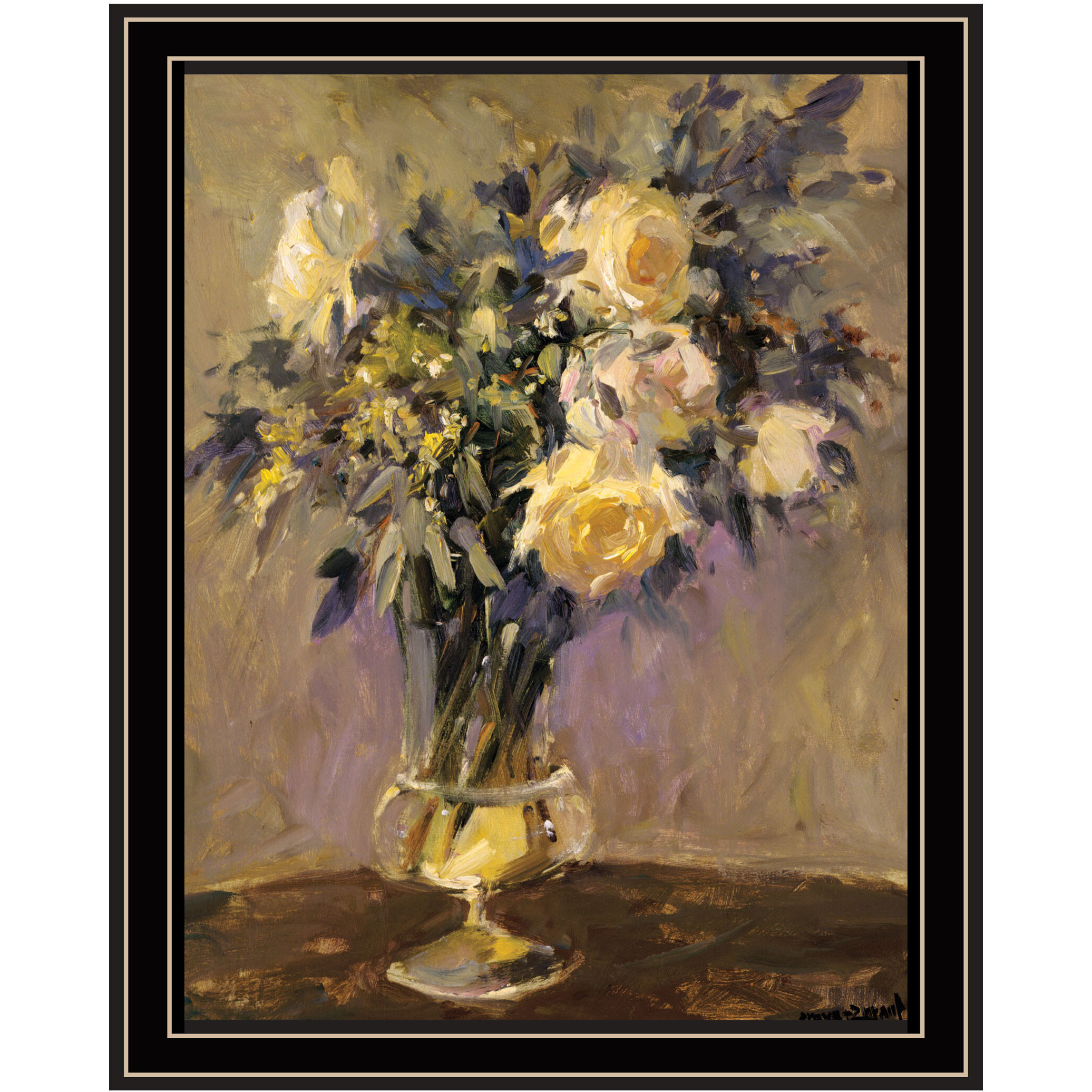 Evening Vase Black Framed Print Wall Art