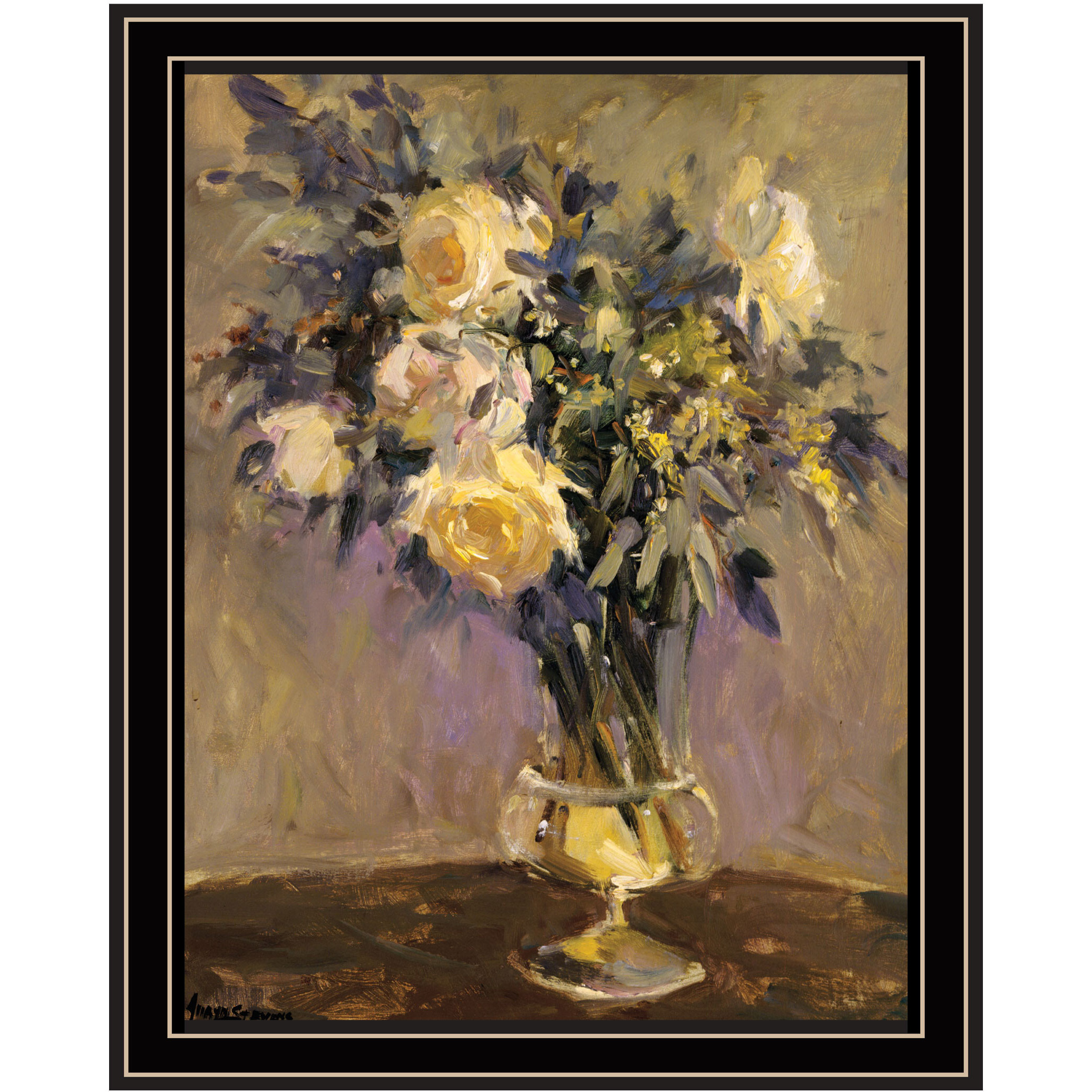 Evening Vase Black Framed Print Wall Art
