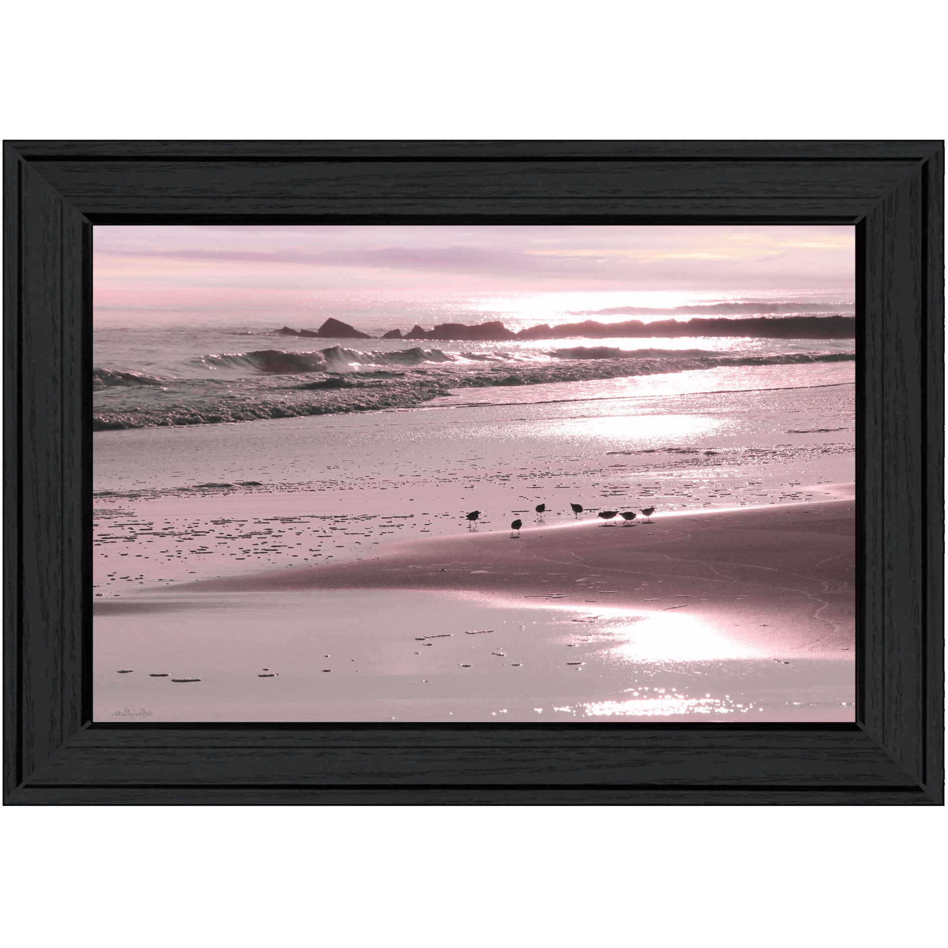 Breakfast On The Beach Black Framed Print Wall Art