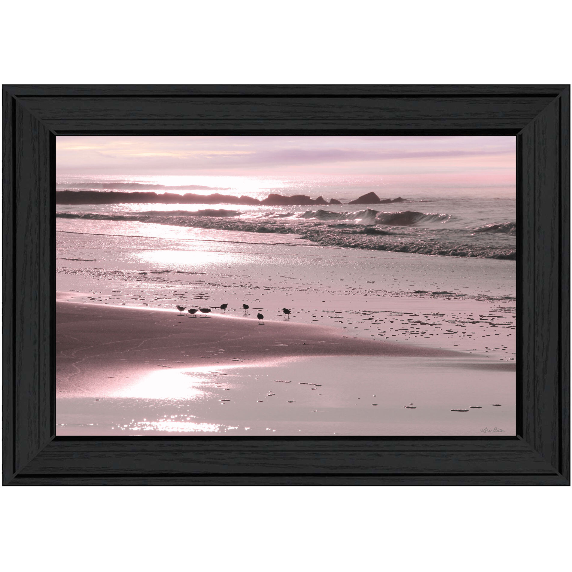 Breakfast On The Beach Black Framed Print Wall Art
