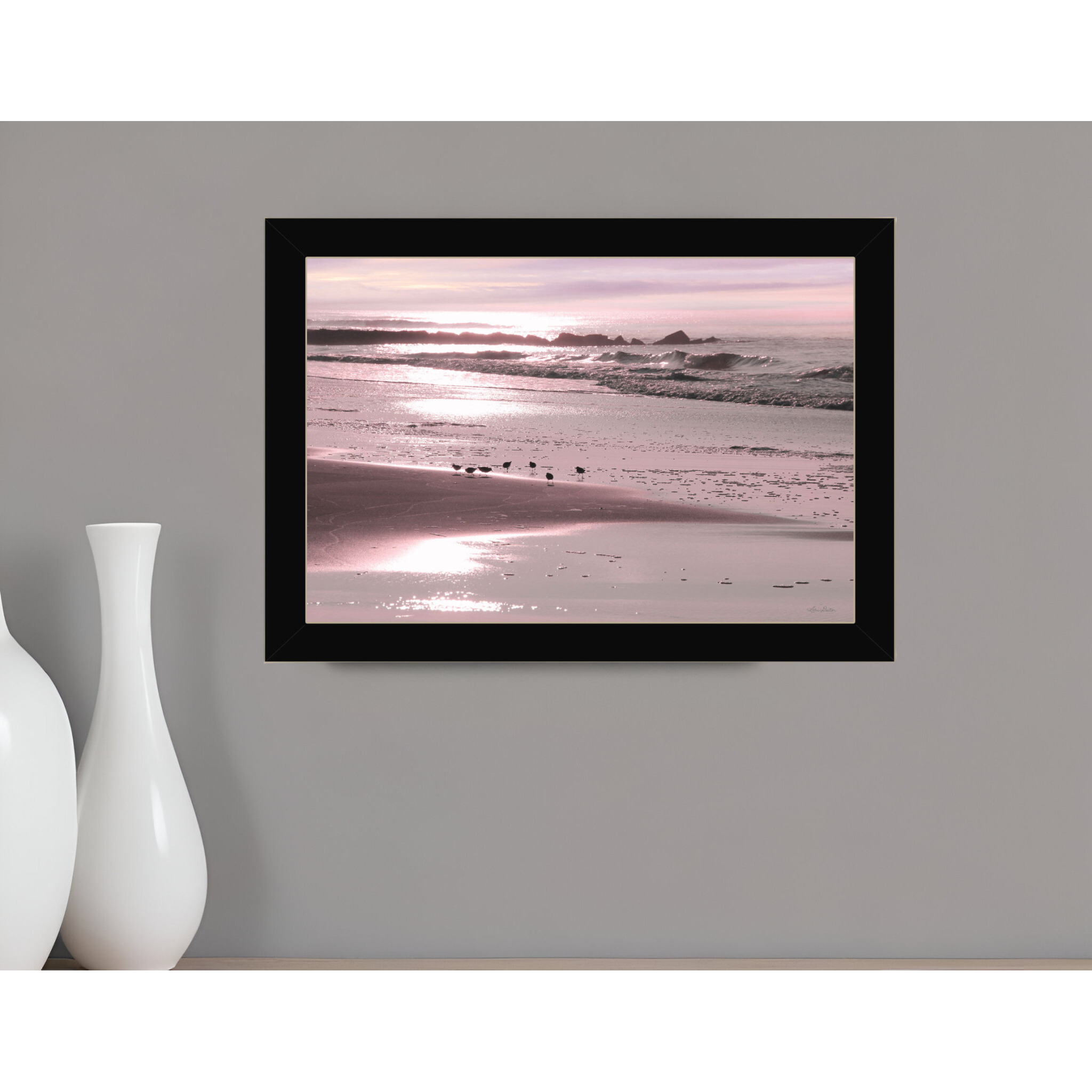 Breakfast On The Beach Black Framed Print Wall Art