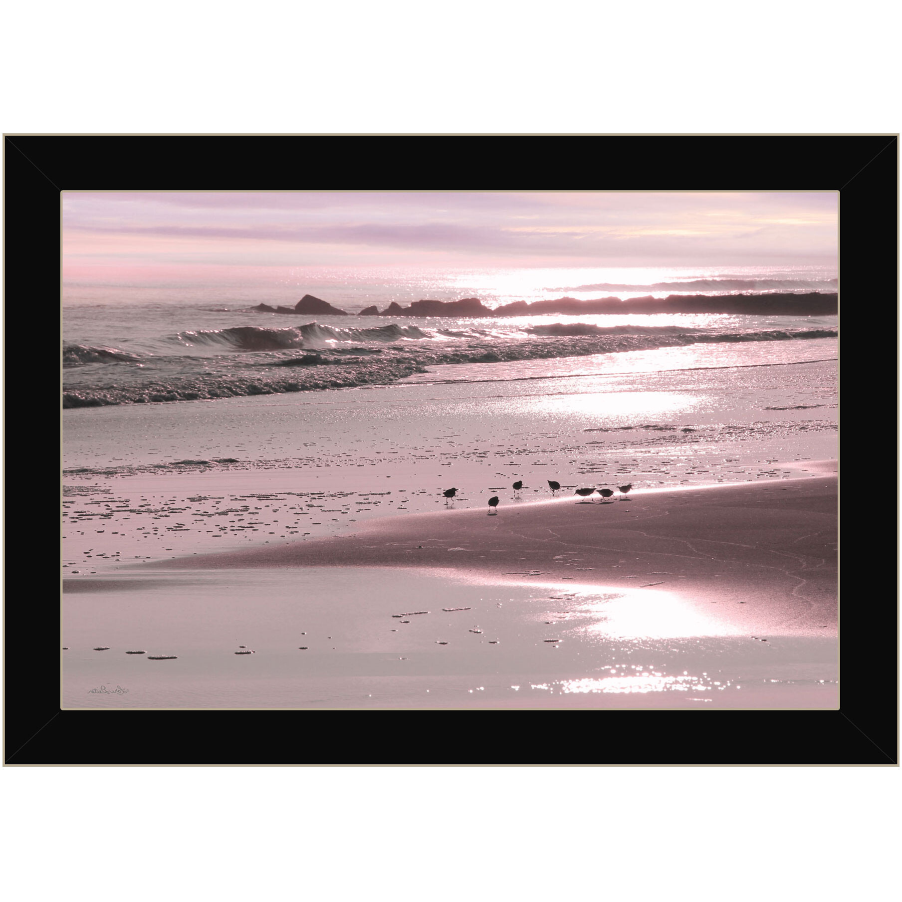Breakfast On The Beach Black Framed Print Wall Art