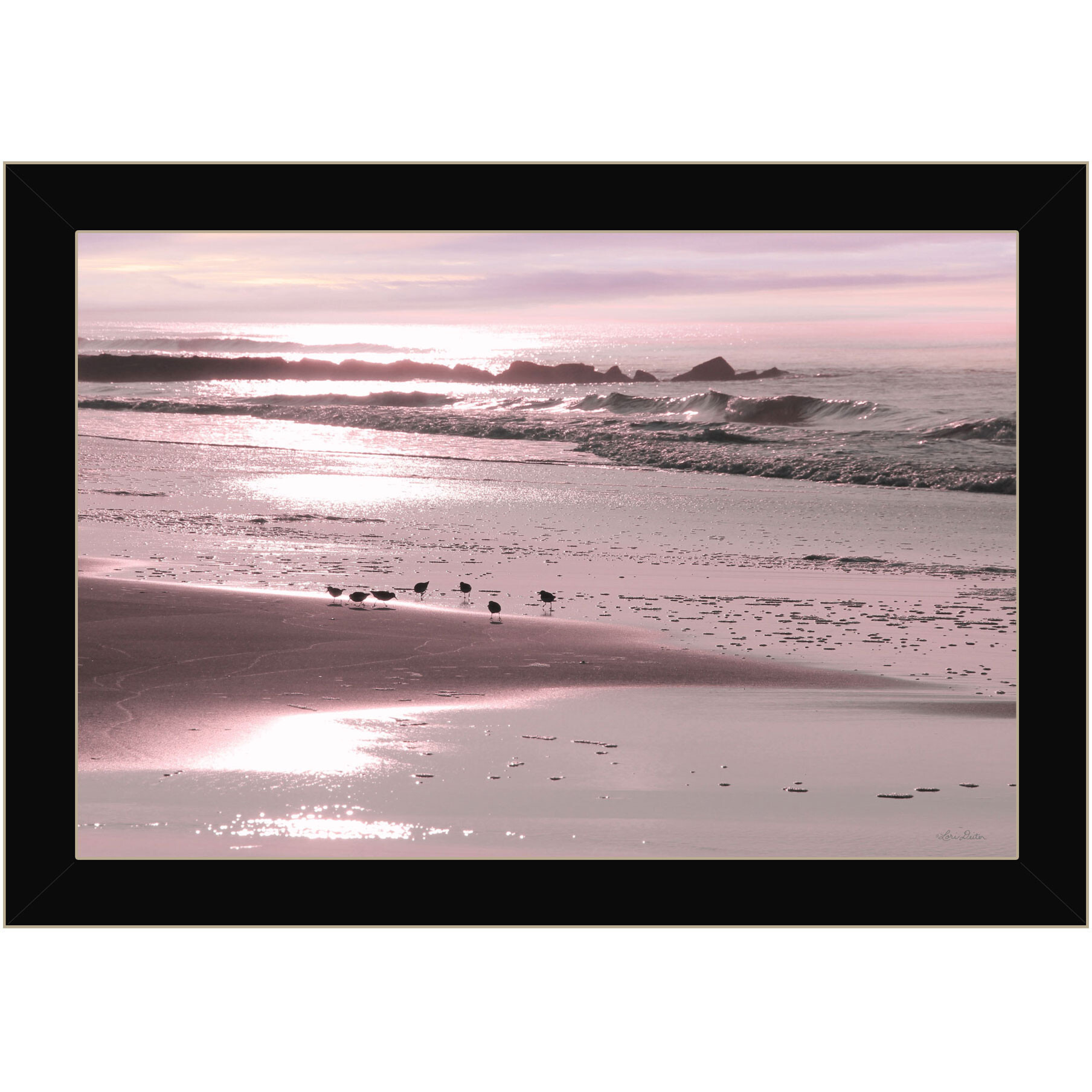Breakfast On The Beach Black Framed Print Wall Art