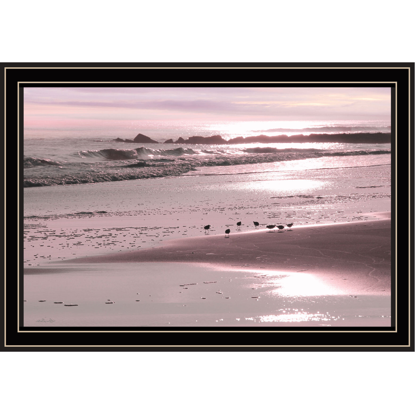 Breakfast On The Beach Black Framed Print Wall Art