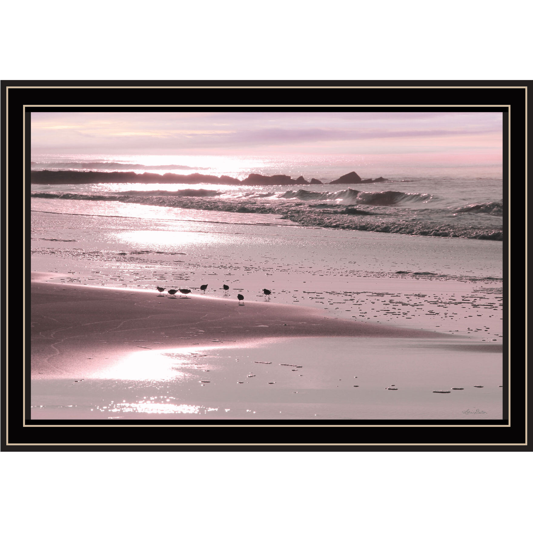 Breakfast On The Beach Black Framed Print Wall Art