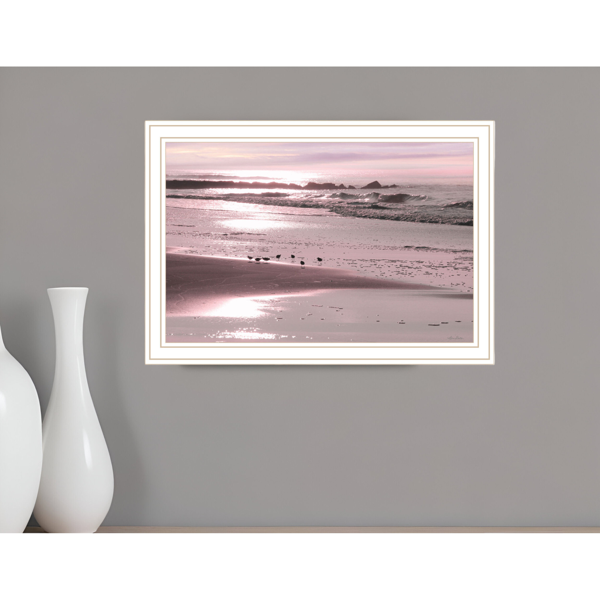 Breakfast On The Beach White Framed Print Wall Art