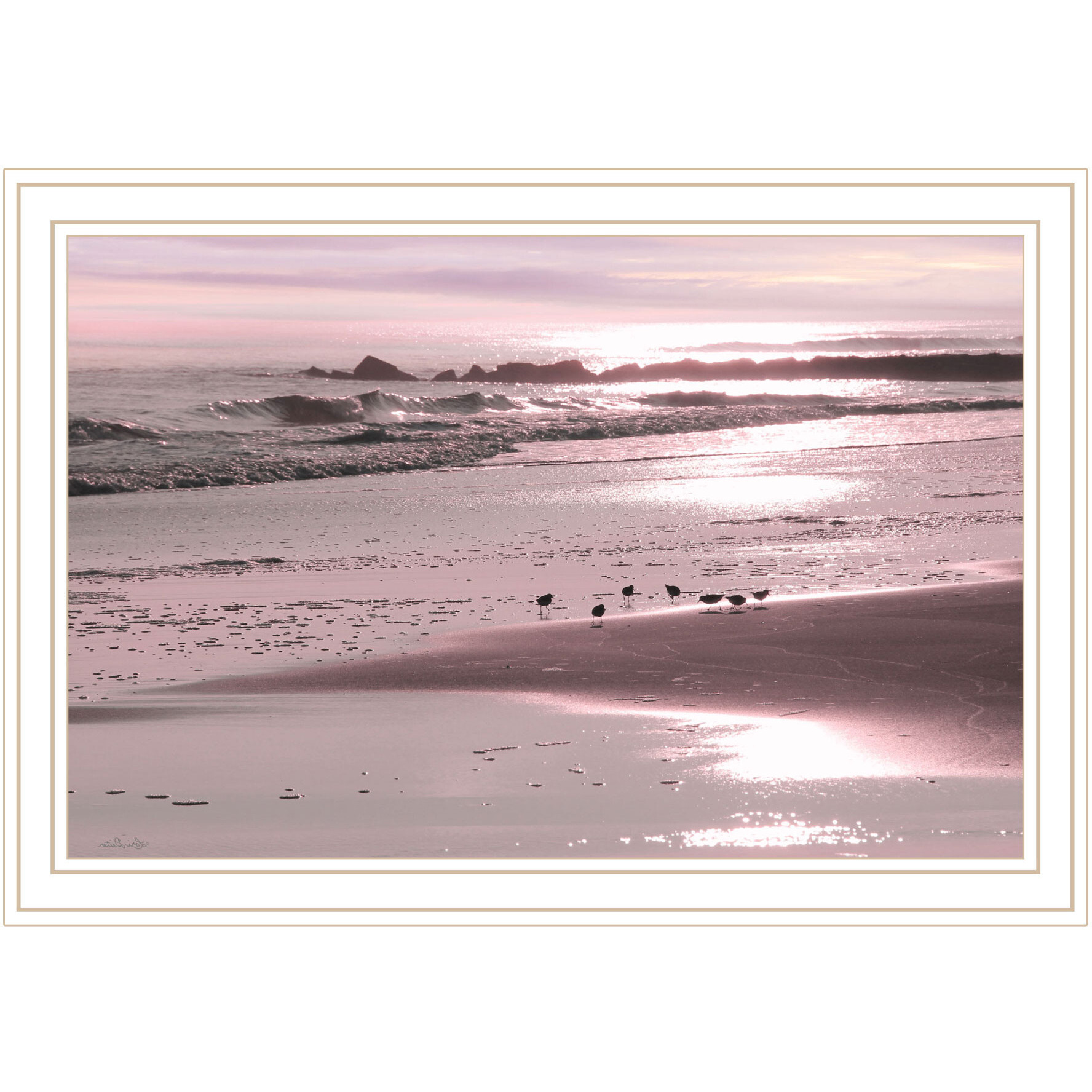 Breakfast On The Beach White Framed Print Wall Art