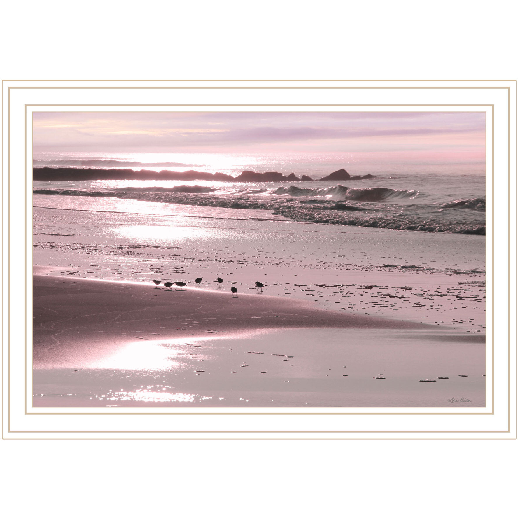 Breakfast On The Beach White Framed Print Wall Art