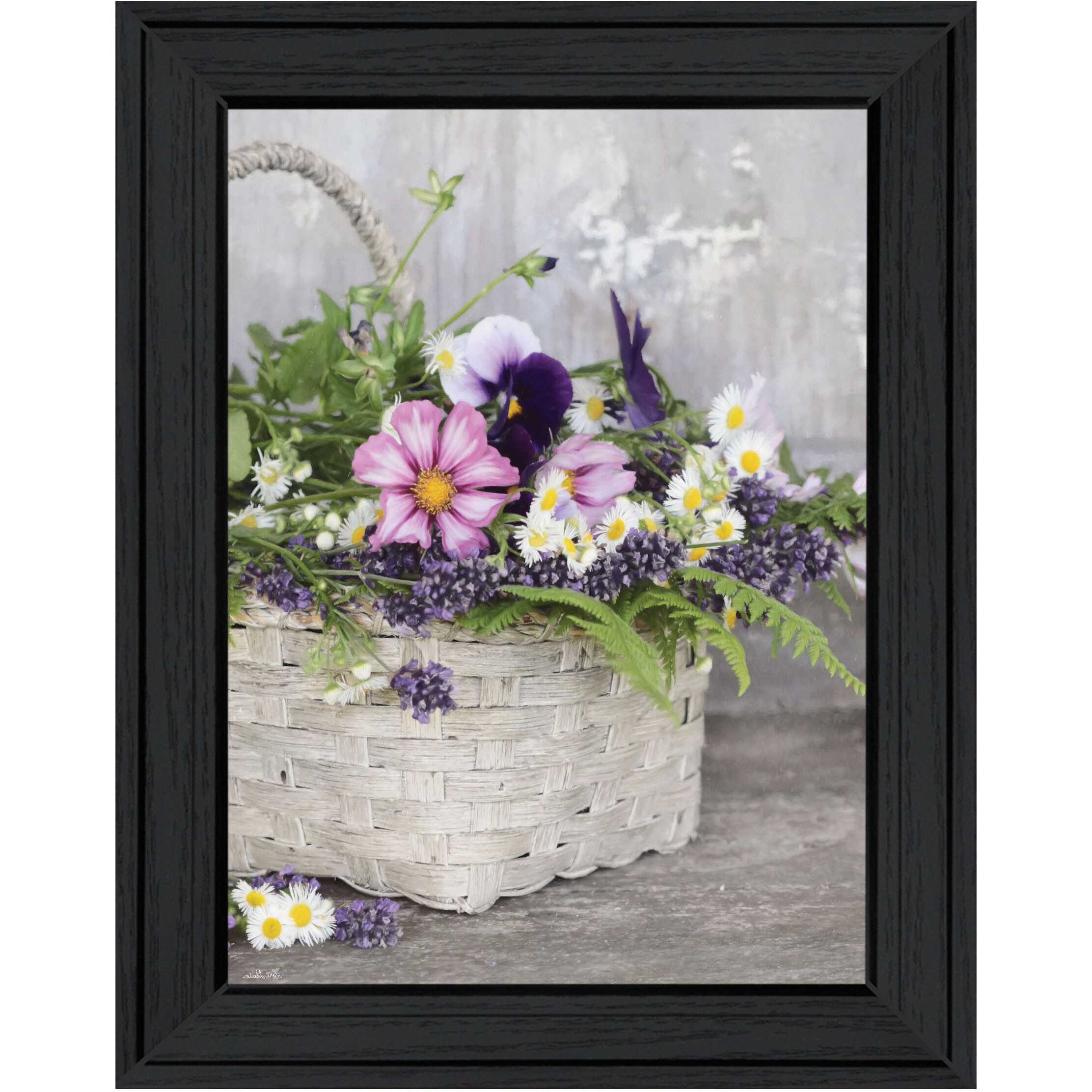 Fresh Garden Basket Black Framed Print Wall Art