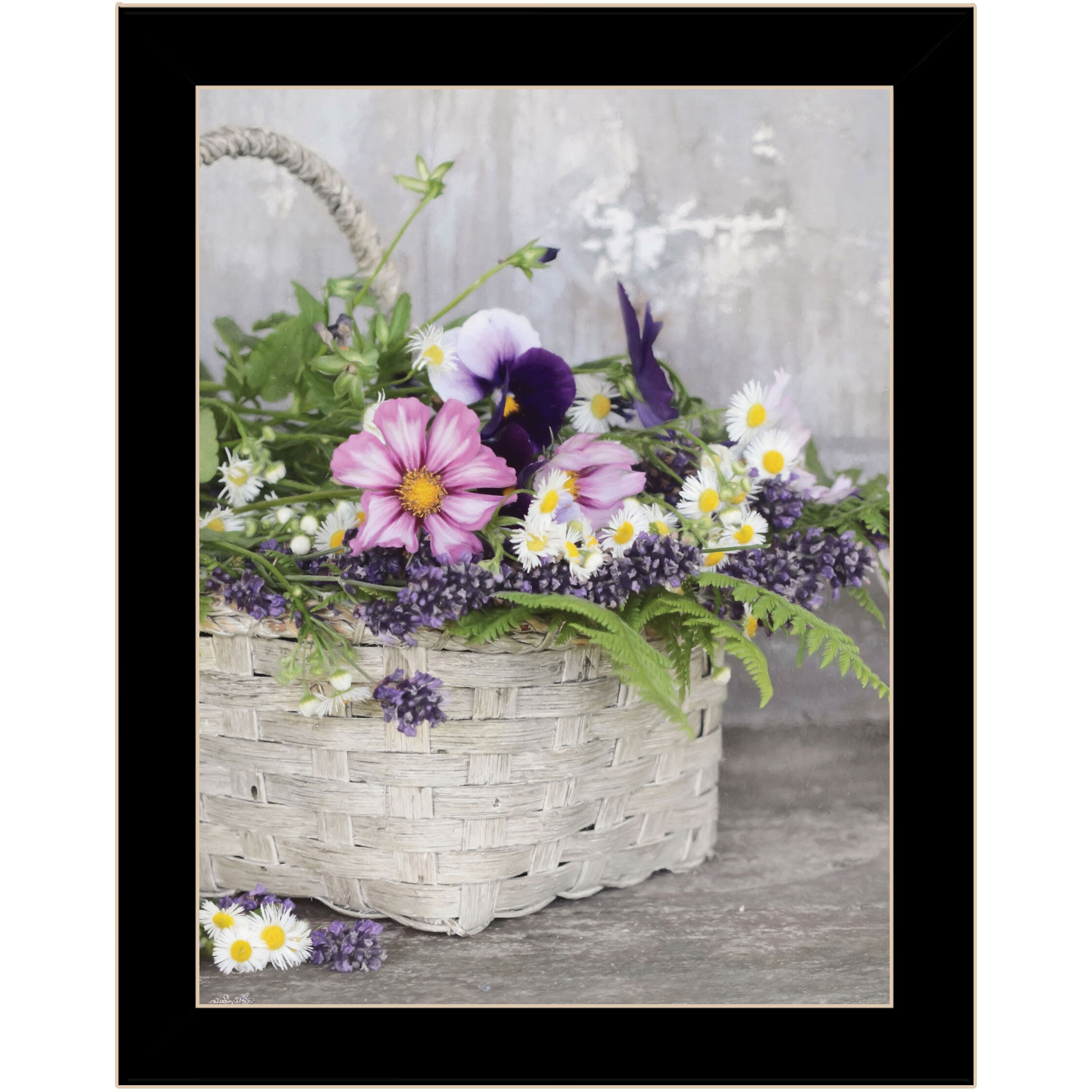 Fresh Garden Basket Black Framed Print Wall Art