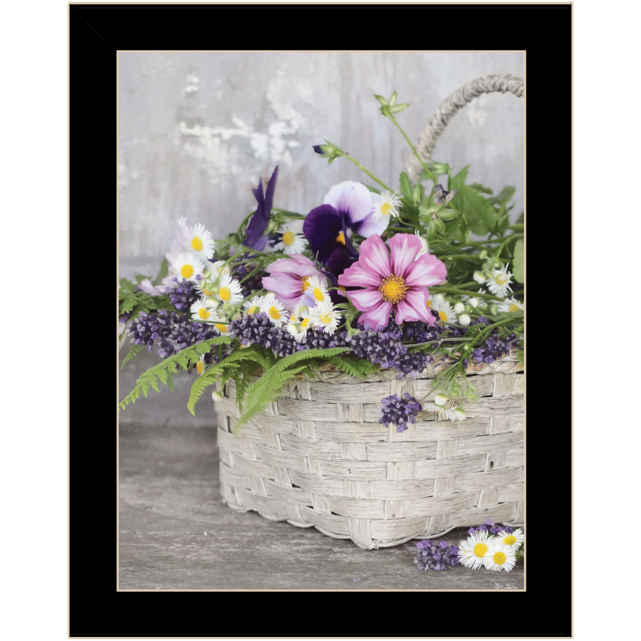 Fresh Garden Basket Black Framed Print Wall Art