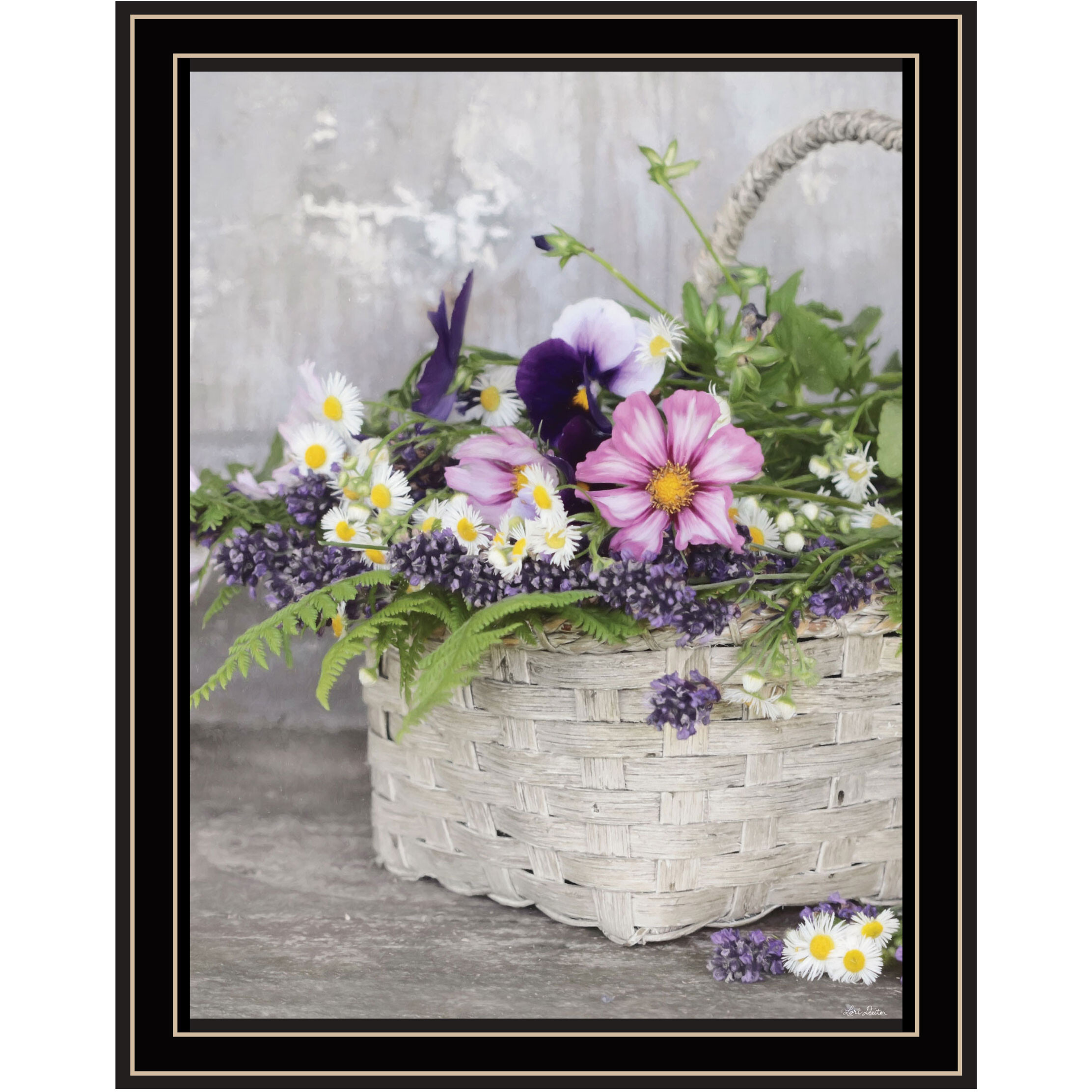 Fresh Garden Basket Black Framed Print Wall Art
