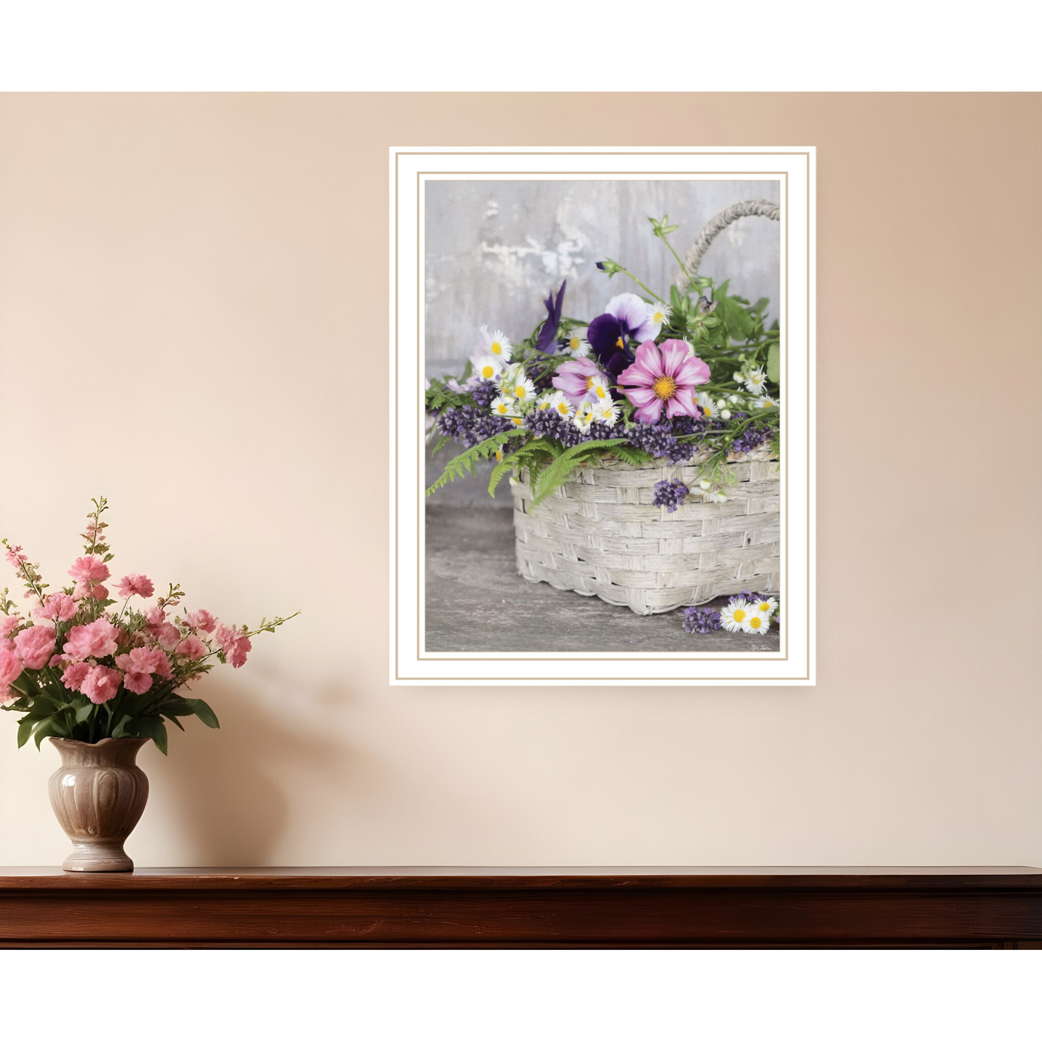 Fresh Garden Basket White Framed Print Wall Art