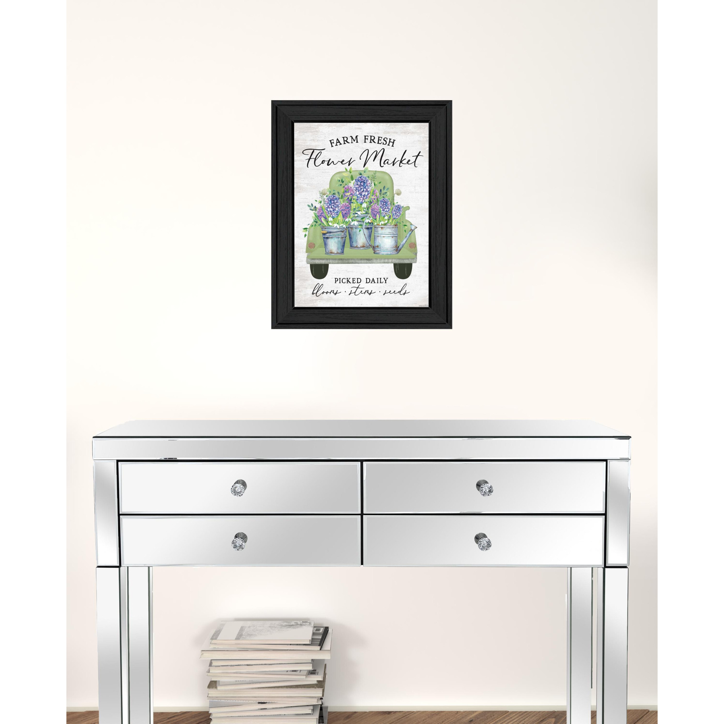 Flower Market Hyacinths Black Framed Print Wall Art