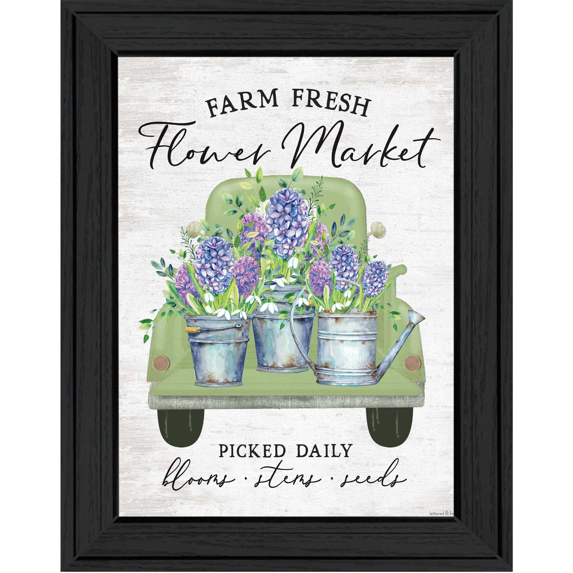 Flower Market Hyacinths Black Framed Print Wall Art