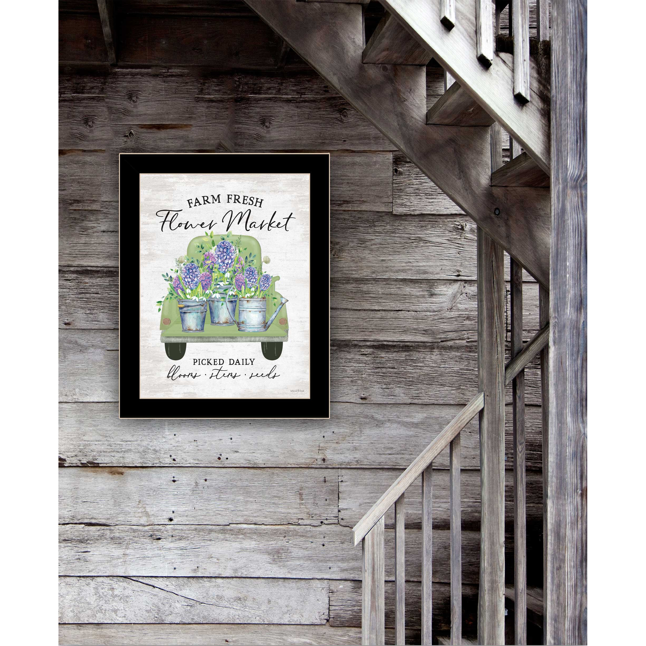 Flower Market Hyacinths Black Framed Print Wall Art