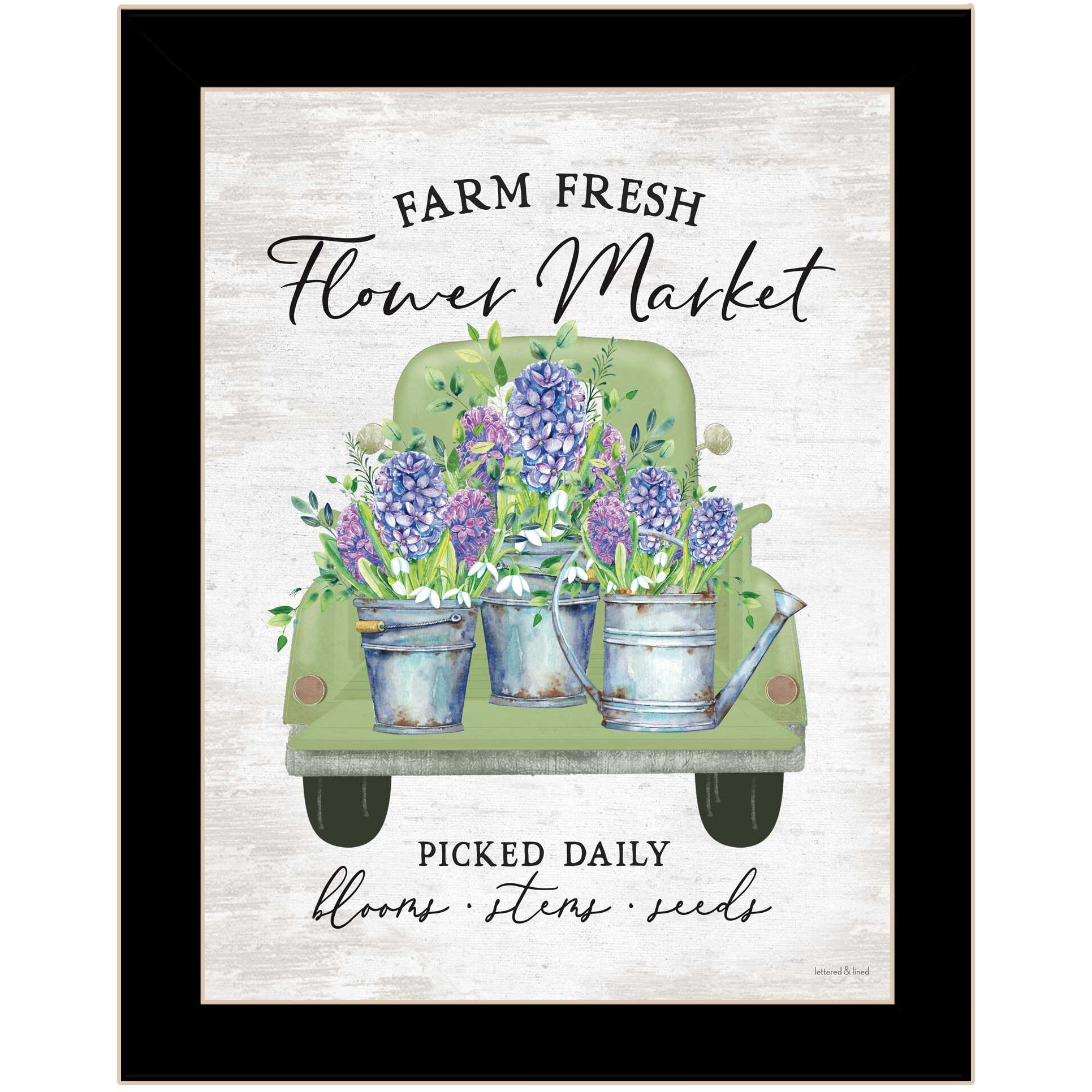 Flower Market Hyacinths Black Framed Print Wall Art
