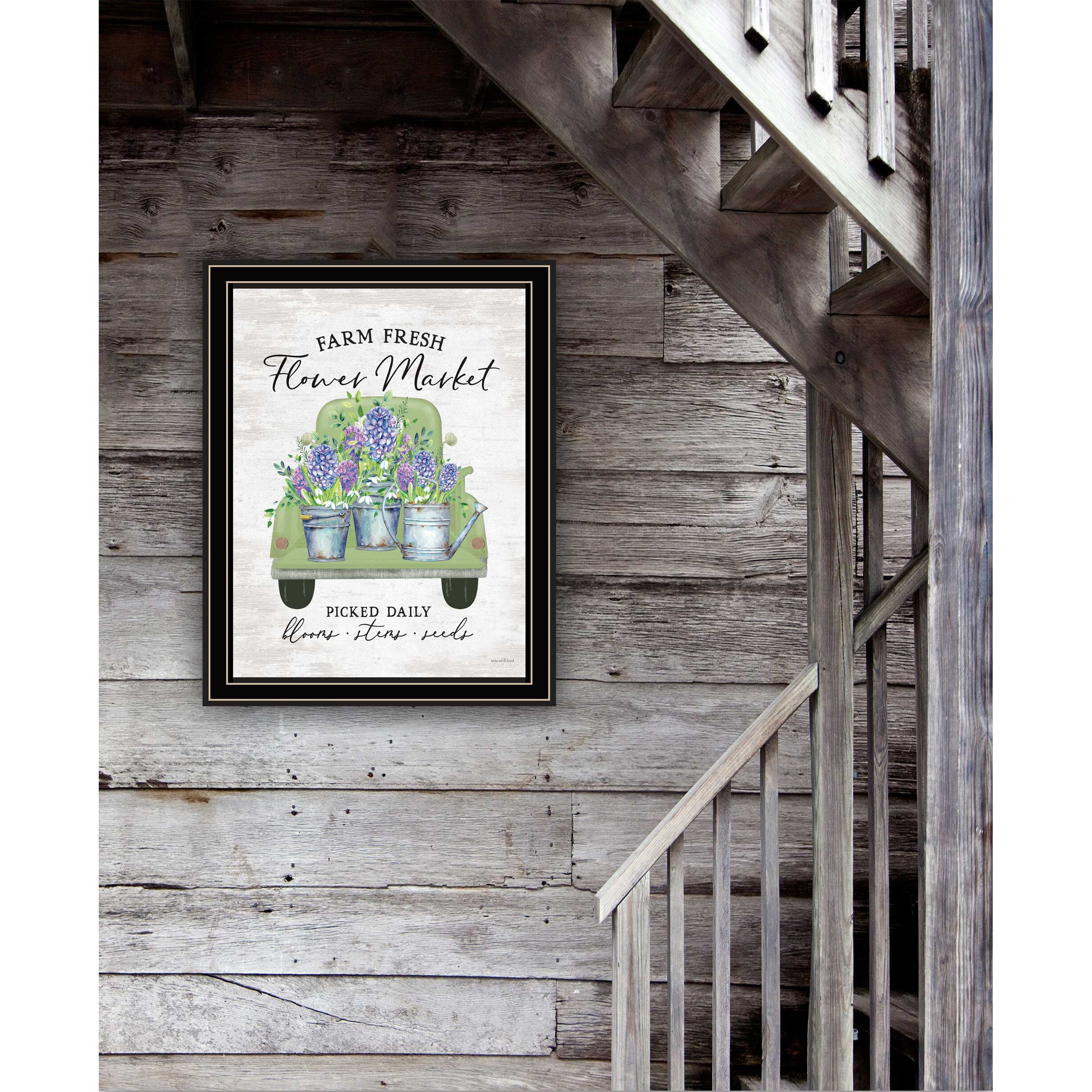 Flower Market Hyacinths Black Framed Print Wall Art