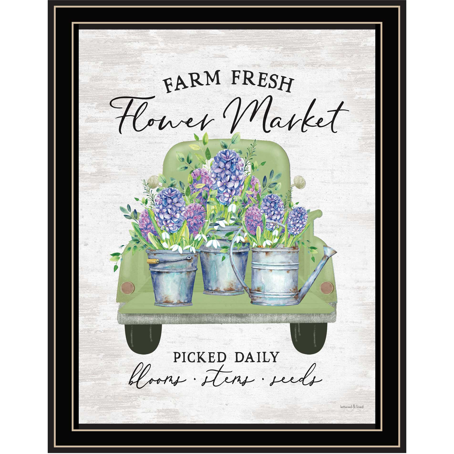 Flower Market Hyacinths Black Framed Print Wall Art