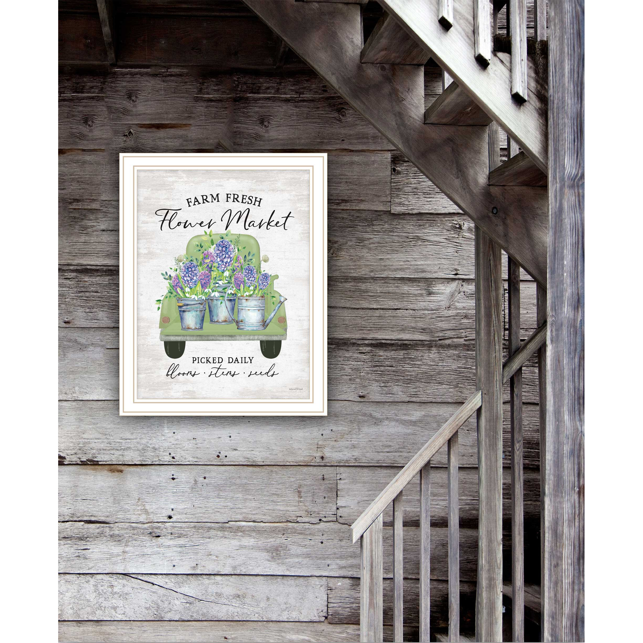 Flower Market Hyacinths White Framed Print Wall Art