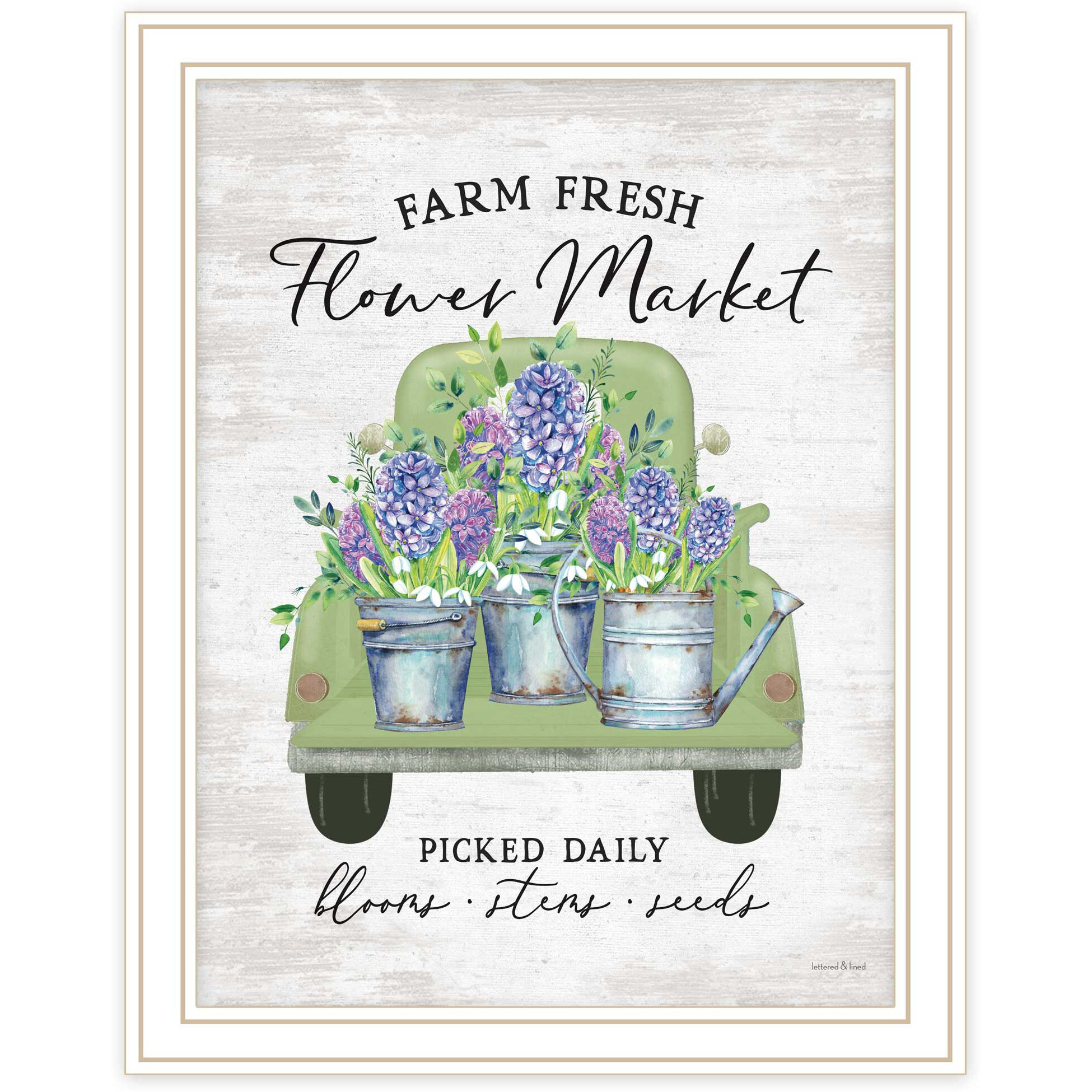 Flower Market Hyacinths White Framed Print Wall Art