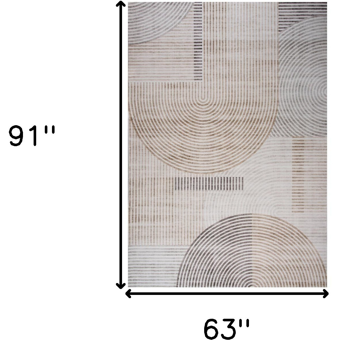 5' X 8' Beige and Brown Abstract Distressed Area Rug