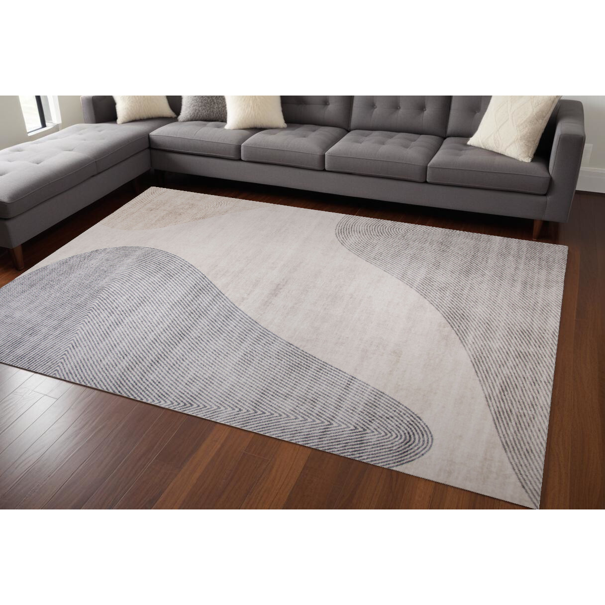 8' X 11' Beige and Brown Abstract Distressed Area Rug