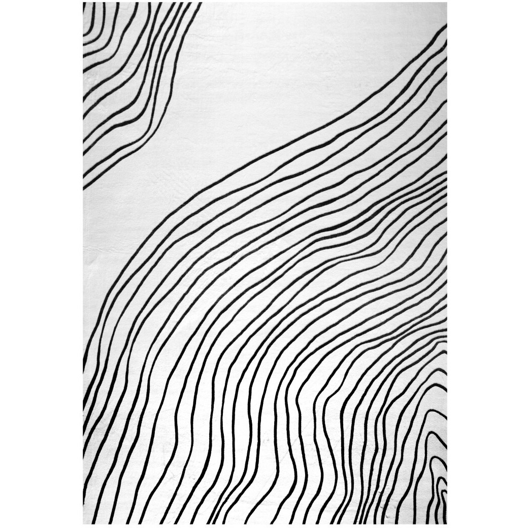 7' X 10' Black and White Abstract Distressed Area Rug