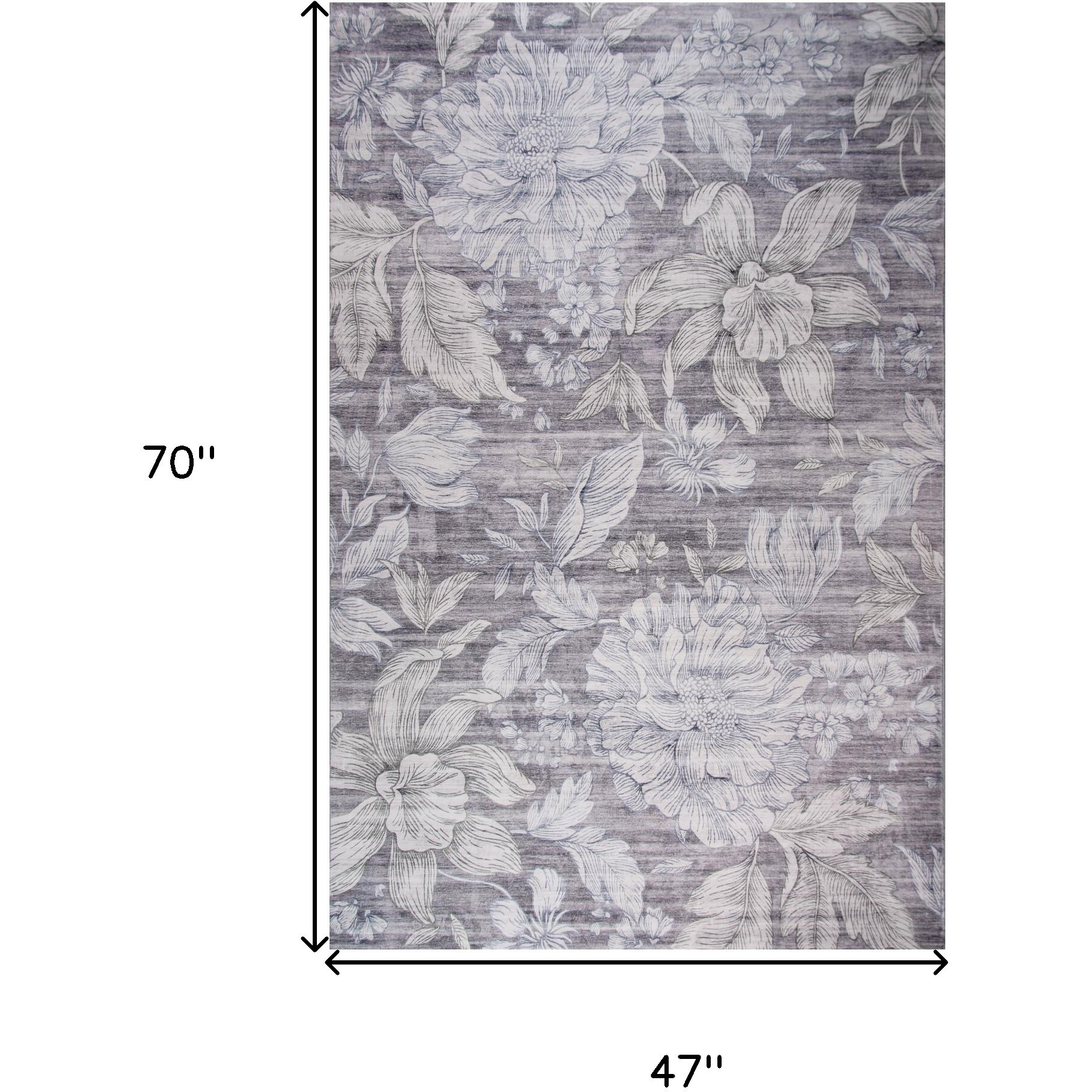 4' X 6' Gray and Beige Floral Area Rug