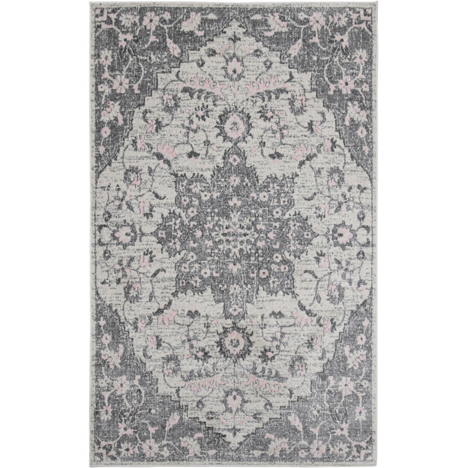 8' Gray Medallion Power Loom Runner Rug