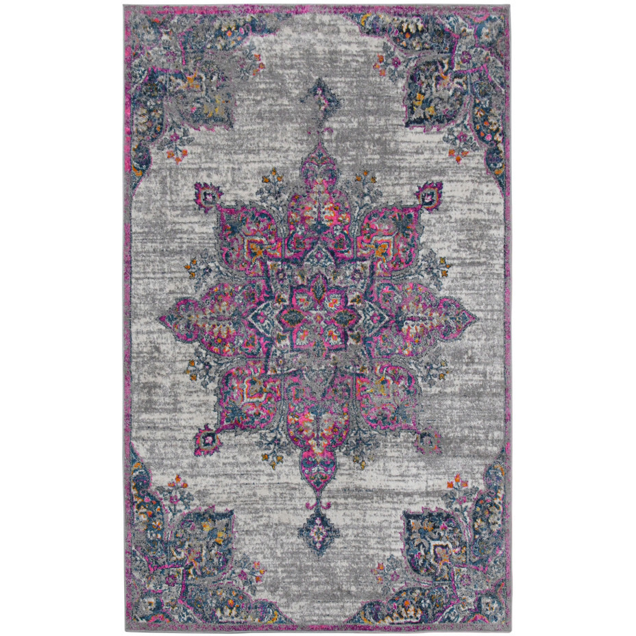 8' Pink Medallion Power Loom Runner Rug