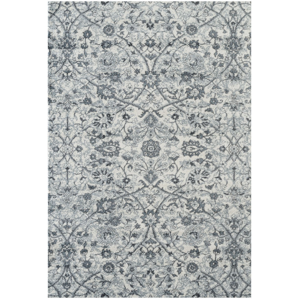 9' X 12' Gray and Beige Floral Power Loom Area Rug